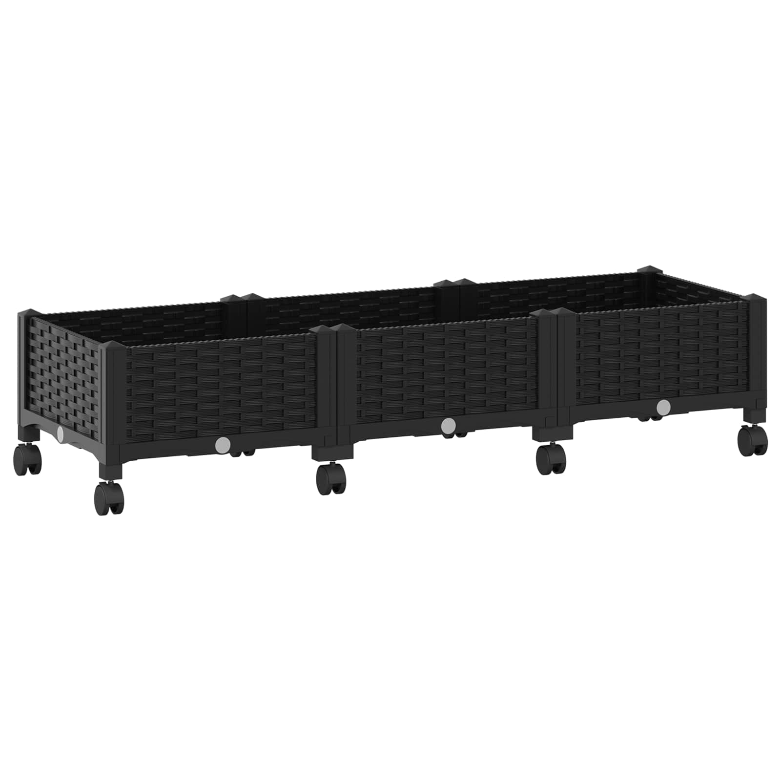 Vrtni saksija s kotačima Crna 120 x 40 x 29 cm PP