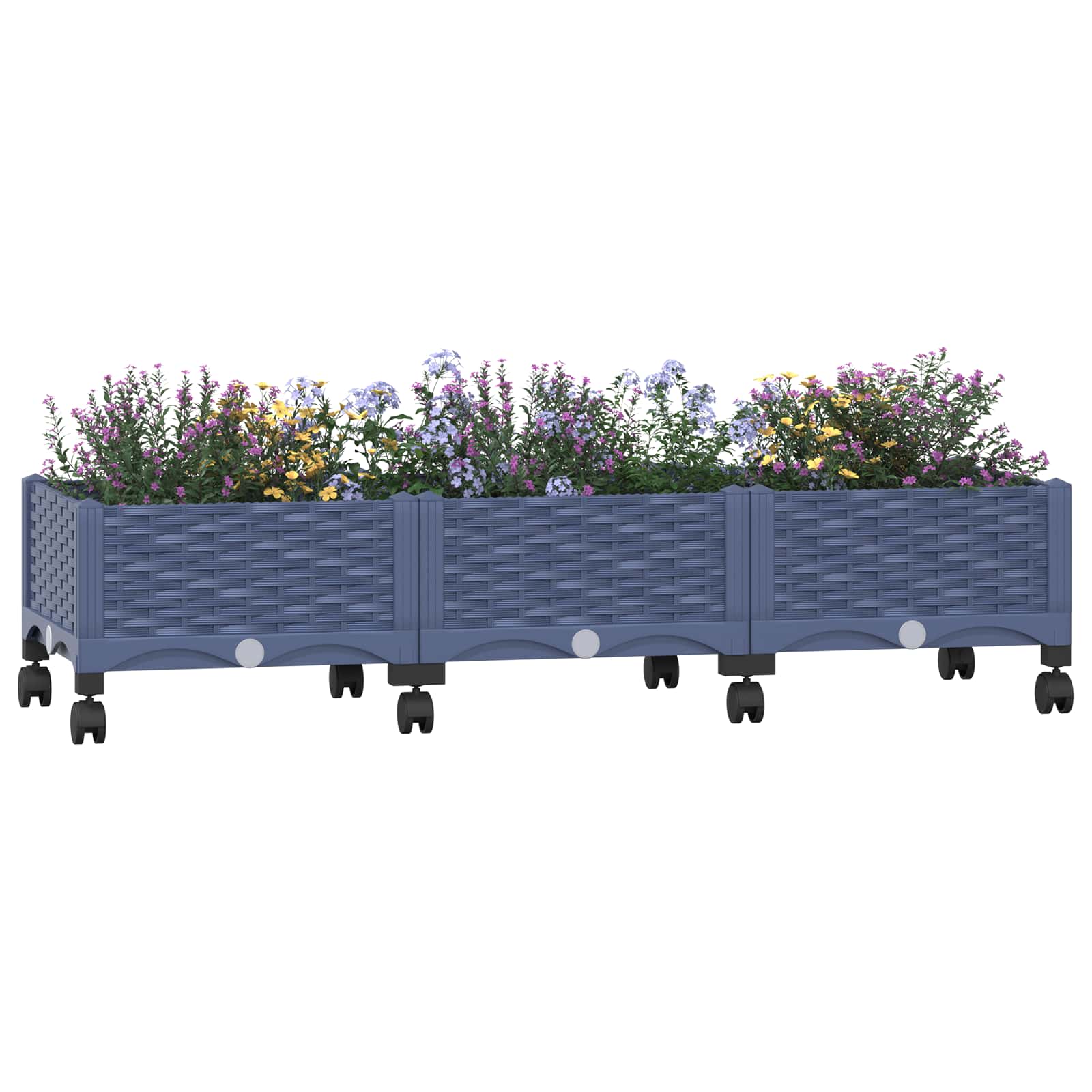 Vrtni saksija s kotačima Plavo Sivo 120 x 40 x 33 cm PP