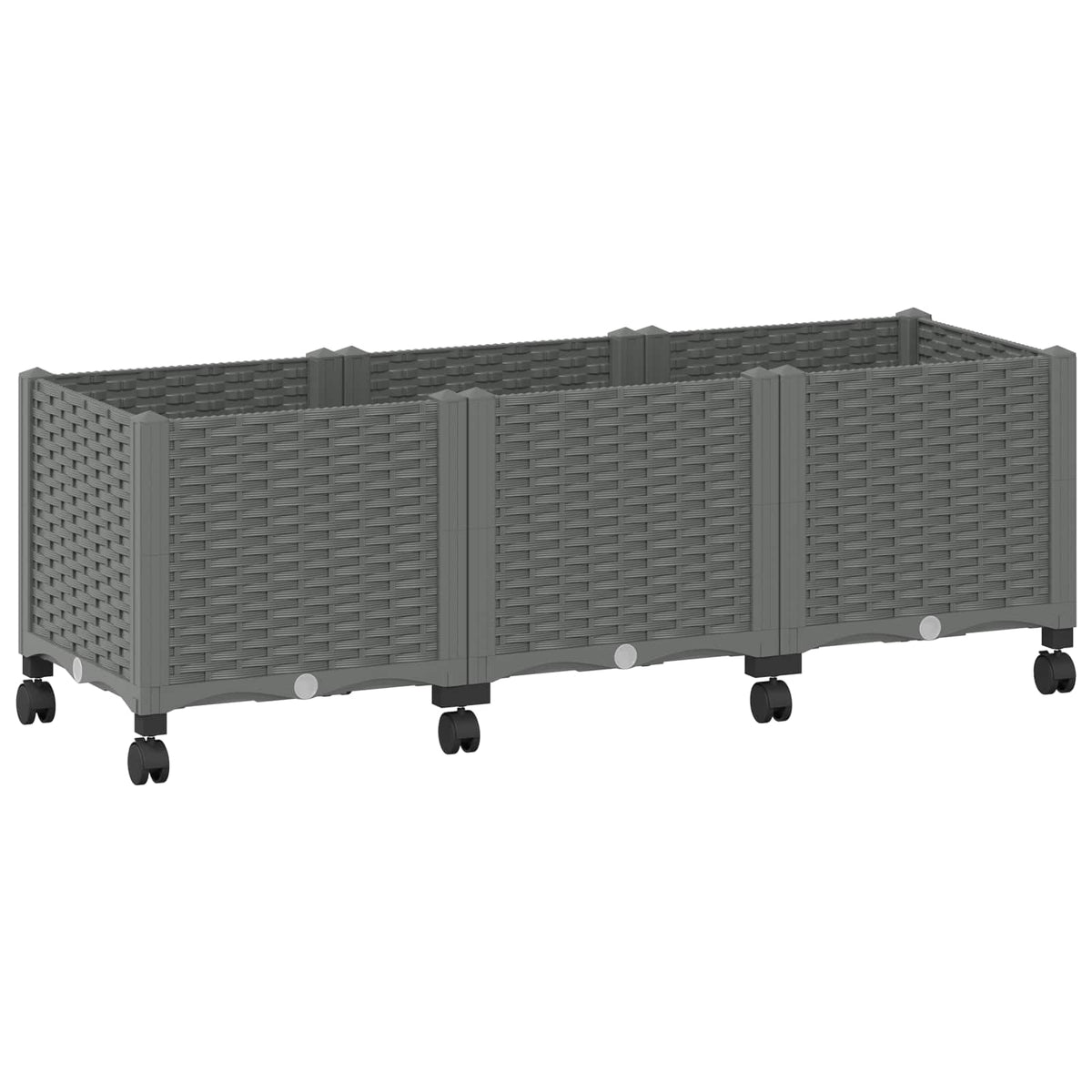 Vrtni saksija s kotačima Svjetlosiva 120 x 40 x 48 cm PP