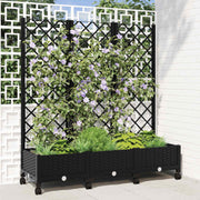 Vrtni saksija s rešetkom i kotačima Crna 120 x 40 x 131,5 cm PP
