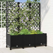 Vrtni saksija s rešetkom i kotačima Crna 120 x 40 x 146 cm PP