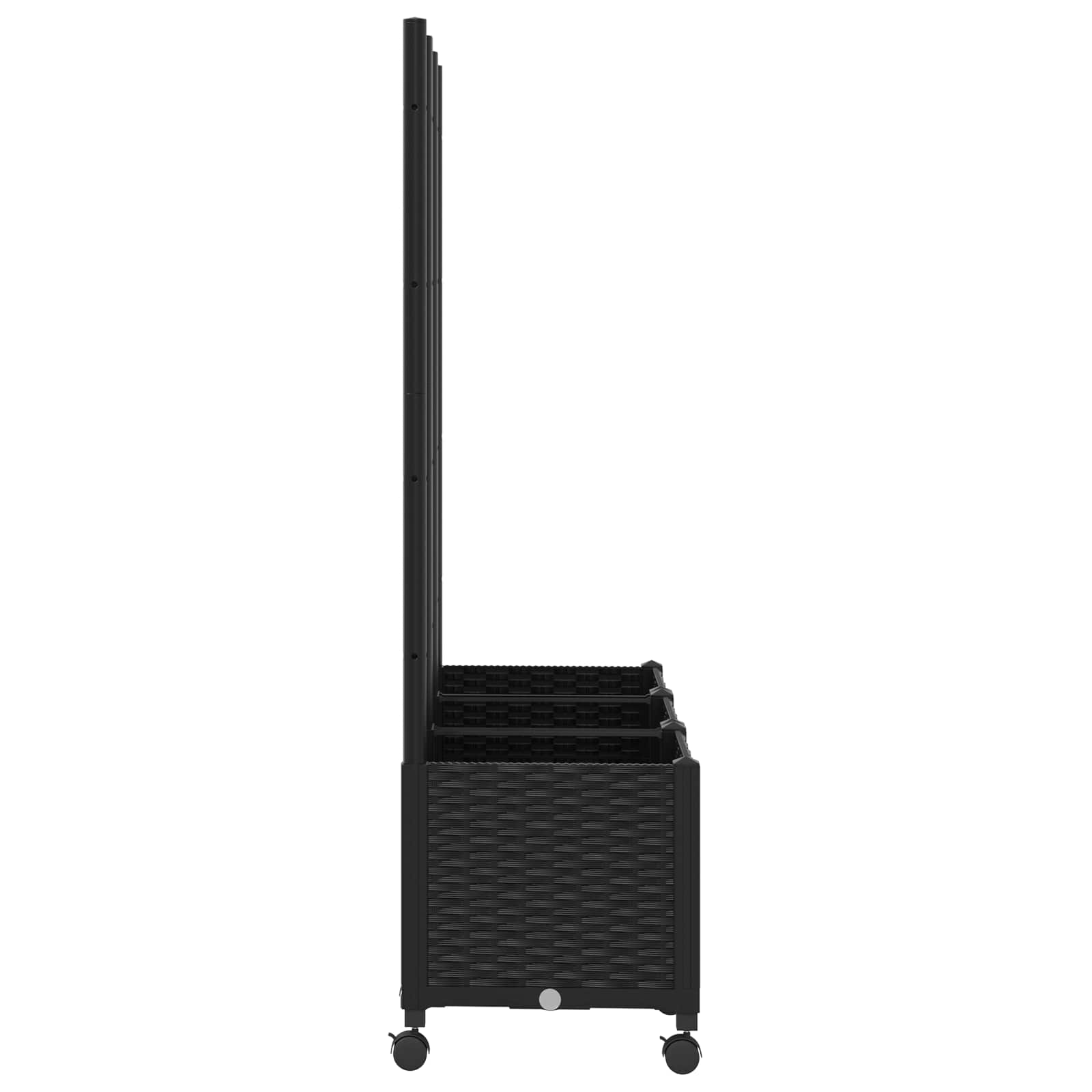 Vrtni saksija s rešetkom i kotačima Crna 120 x 40 x 146 cm PP