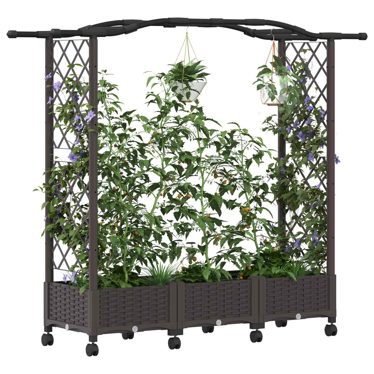 Povišeni krevet s rešetkom i kotačima Smeđa 169 x 40 x 129 cm