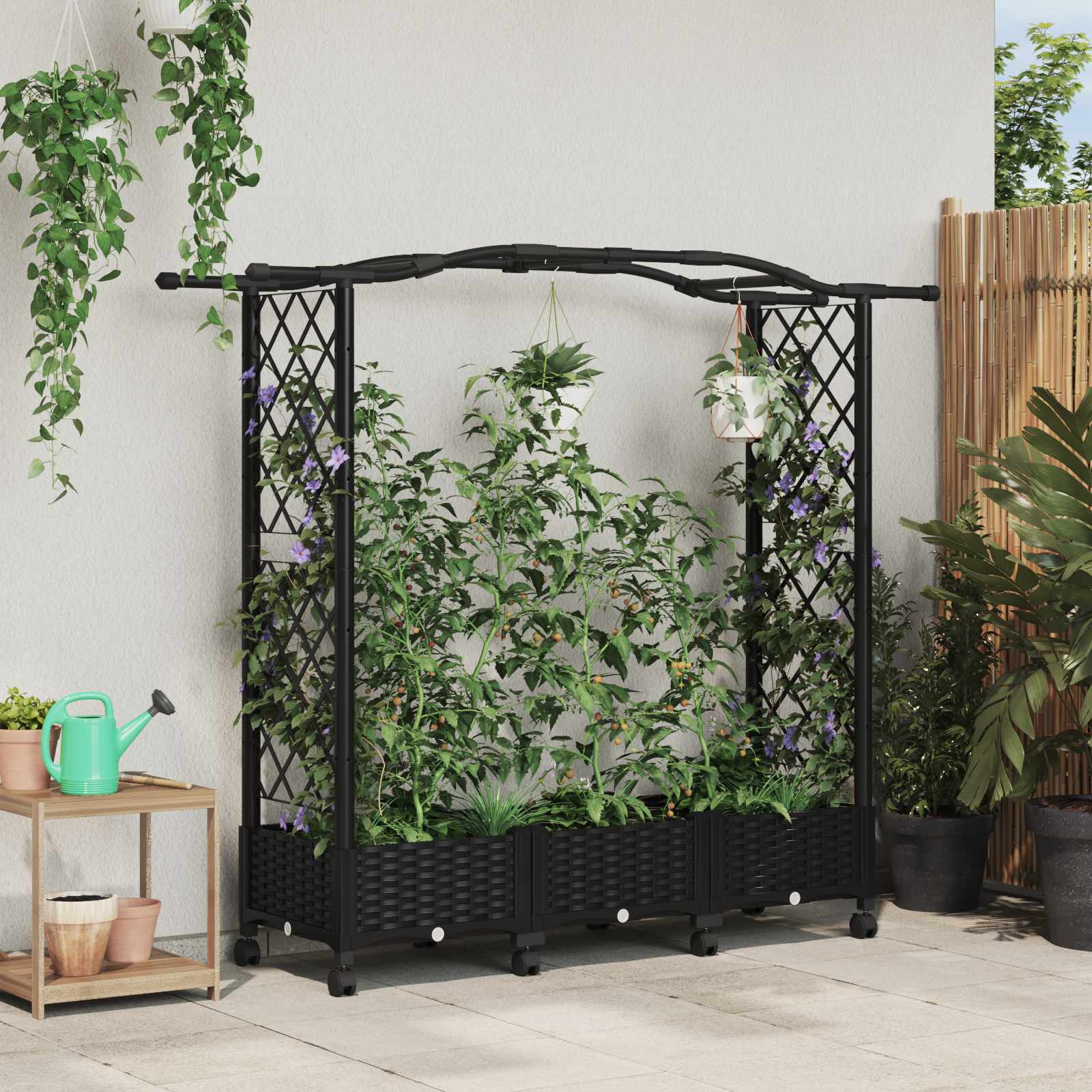 Povišeni krevet s mrežom i krovom Crna 169 x 40 x 129 cm PP