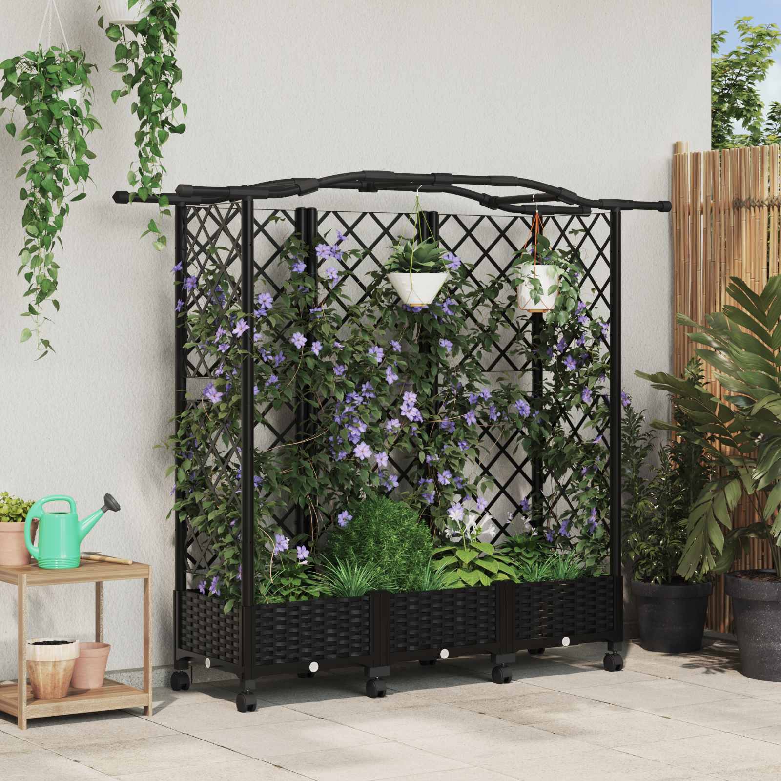 Povišeni krevet s mrežom i krovom Crna 163 x 40 x 129 cm PP