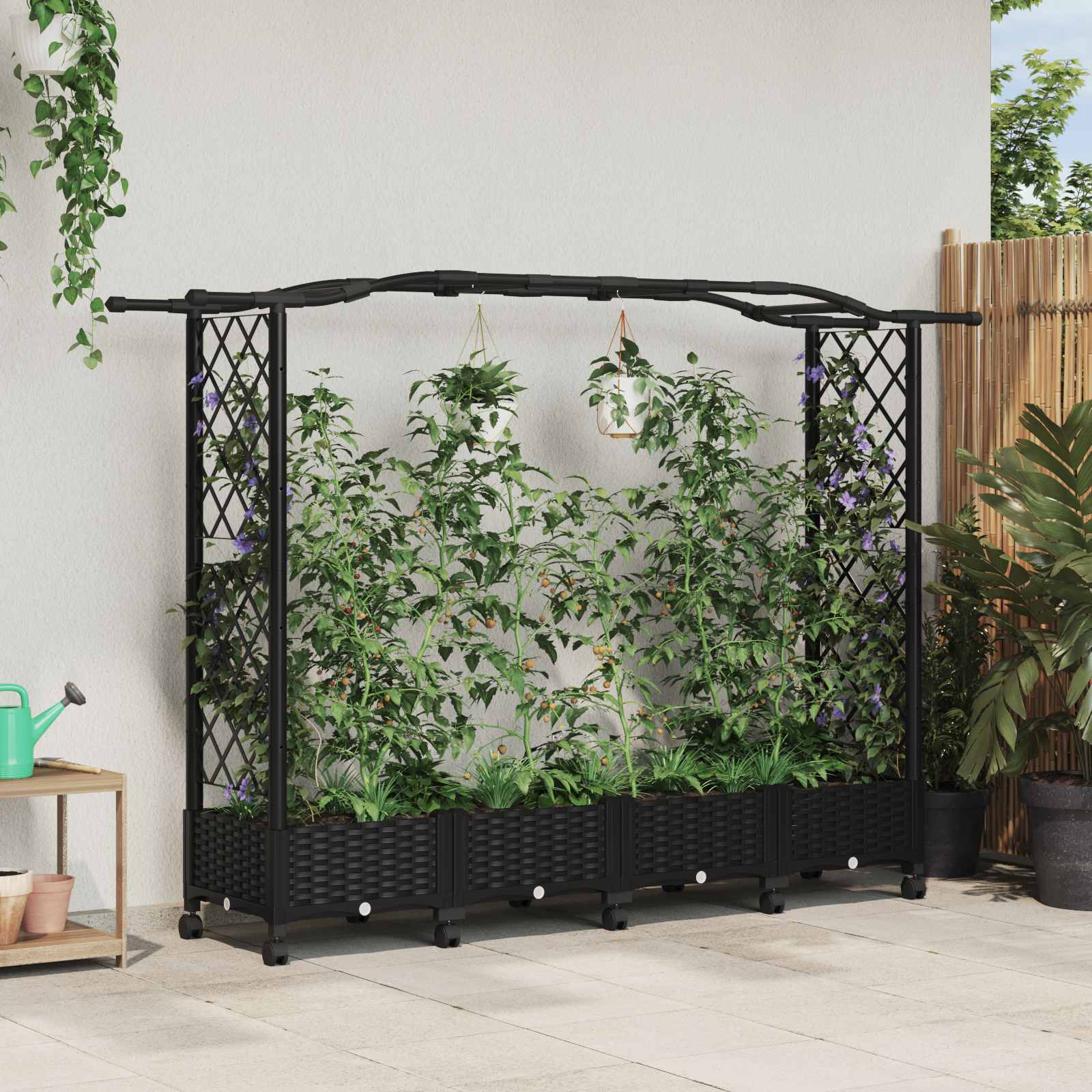 Povišeni krevet s mrežom i krovom Crna 207 x 40 x 129 cm PP