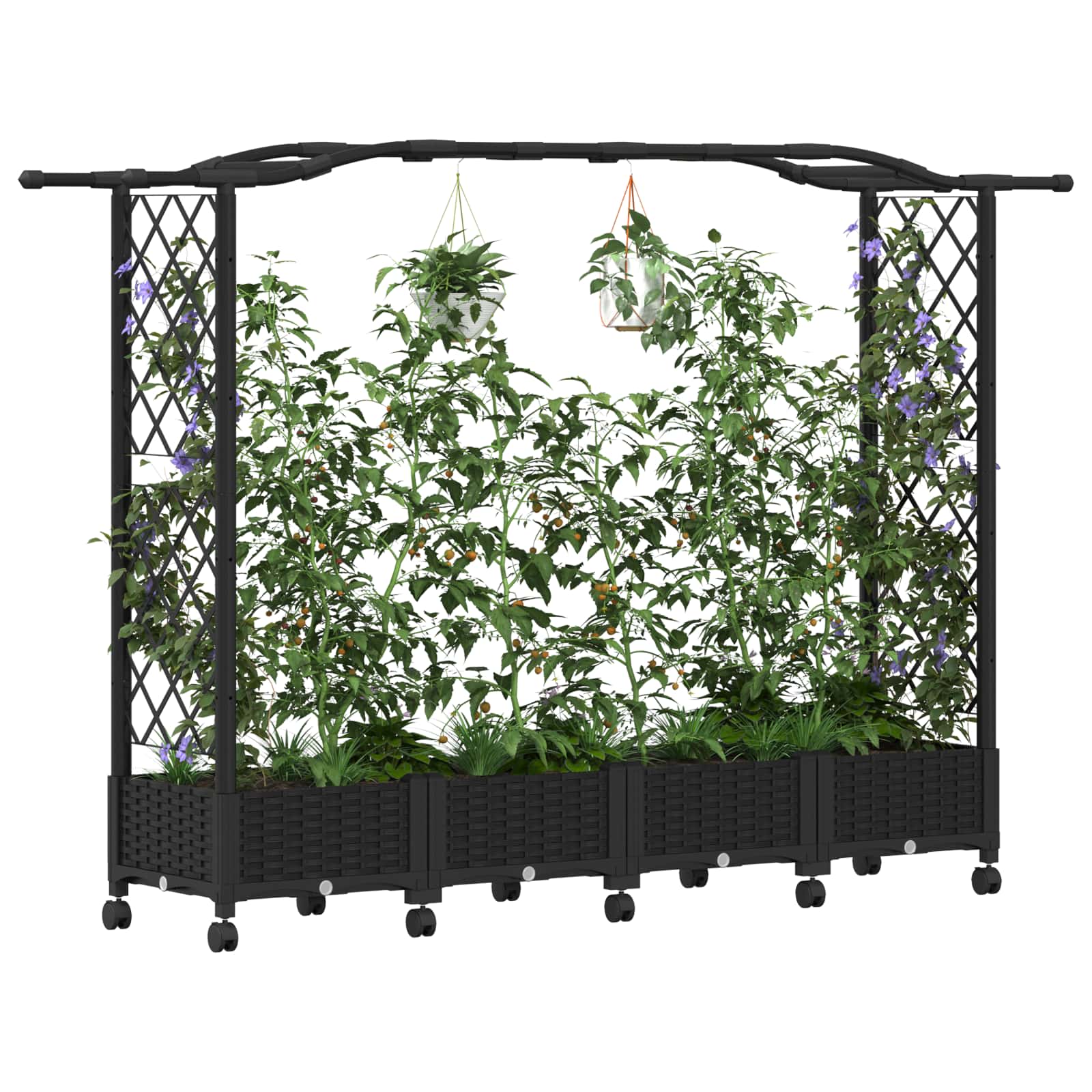 Povišeni krevet s mrežom i krovom Crna 207 x 40 x 129 cm PP