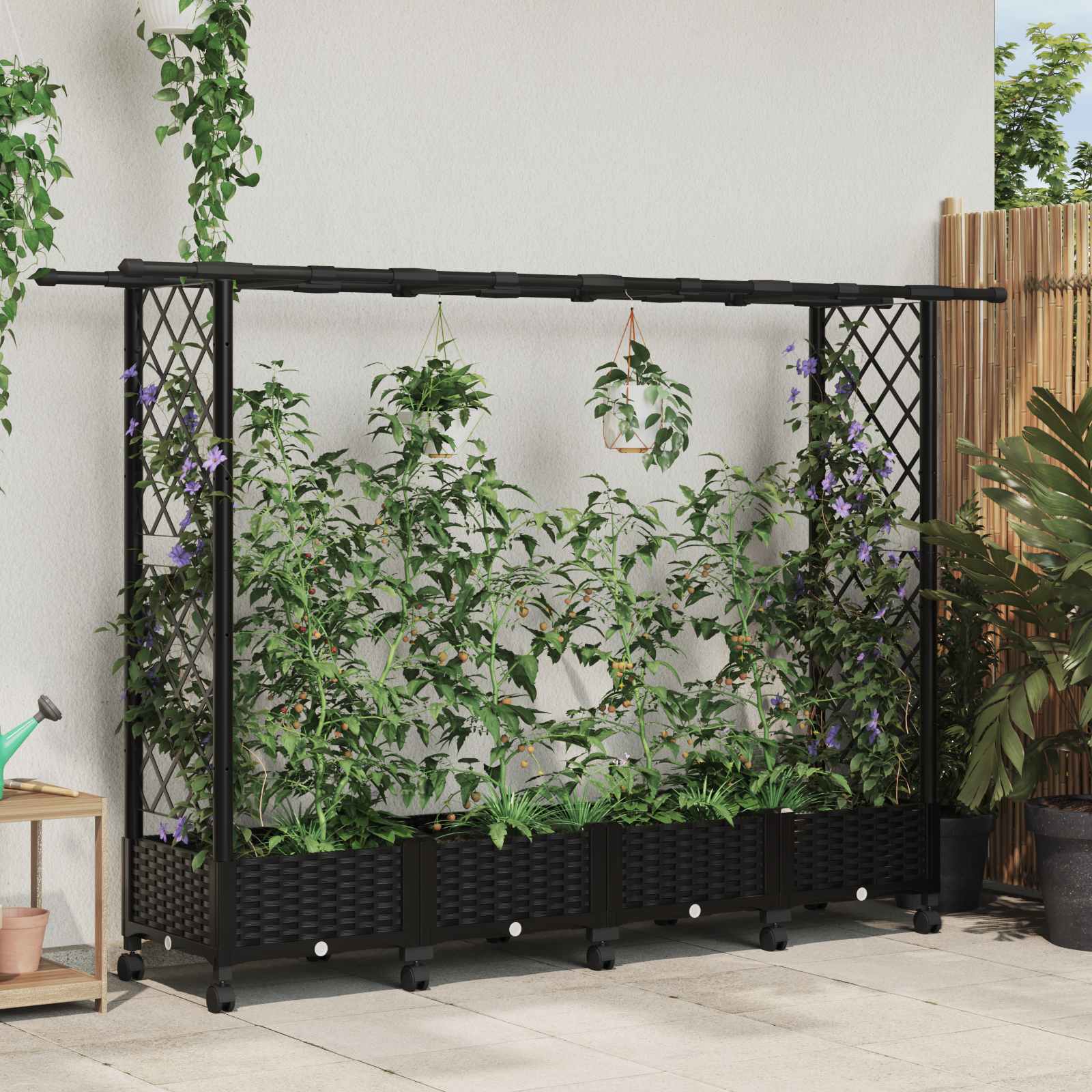 Povišeni krevet s mrežom i krovom Crna 203 x 40 x 127 cm PP