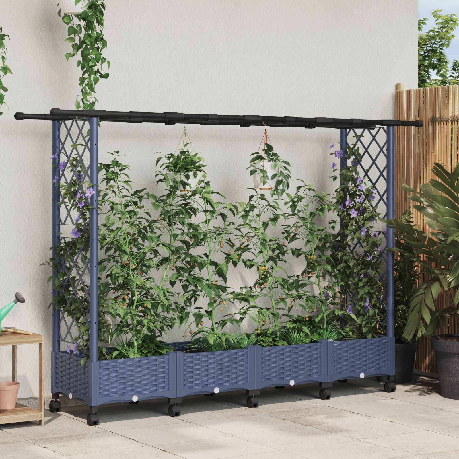Povišeni krevet s mrežom i krovom Siva 203 x 40 x 127 cm PP