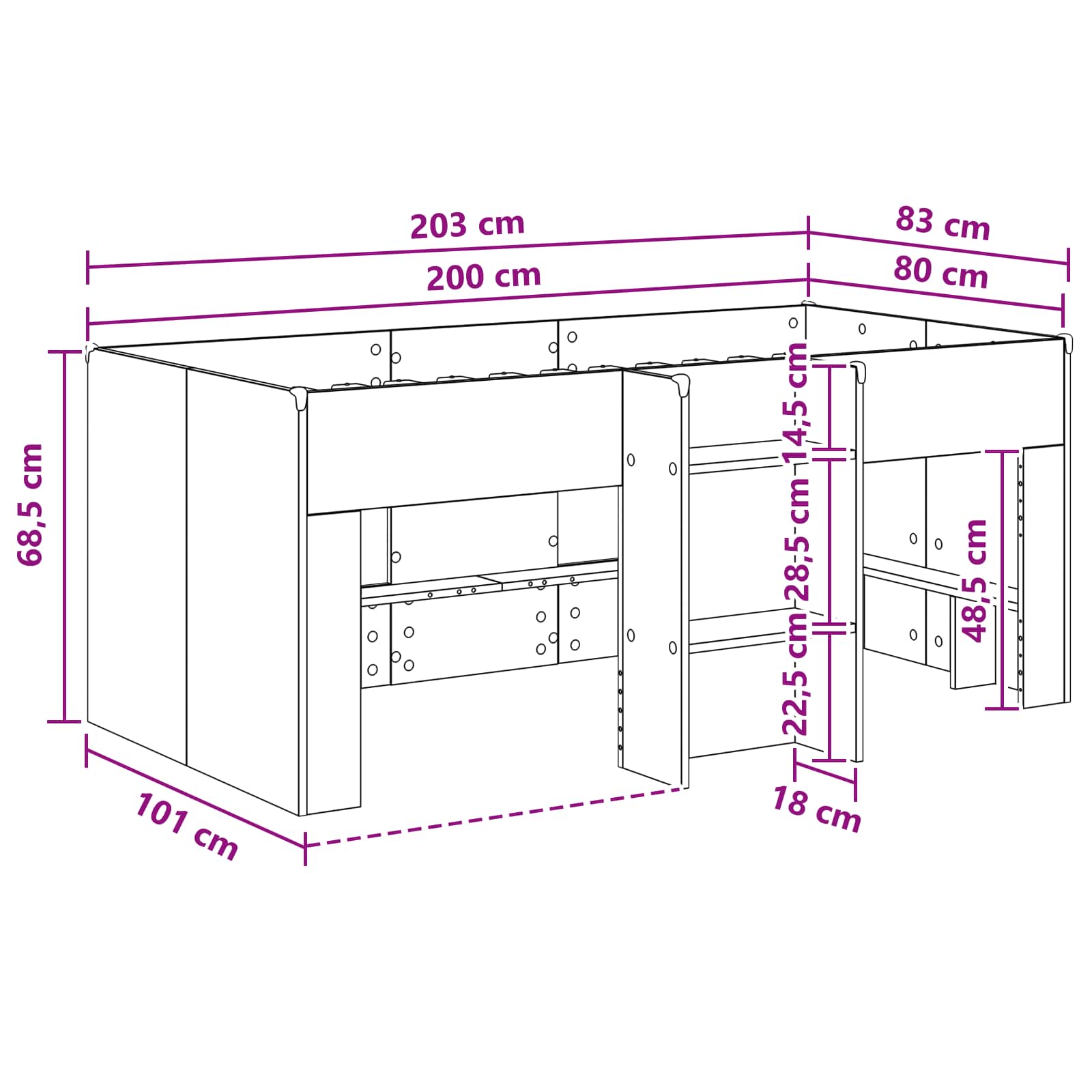 Kreveta za visoko spavanje djece 2 pcs Bijela 80 x 200 cm