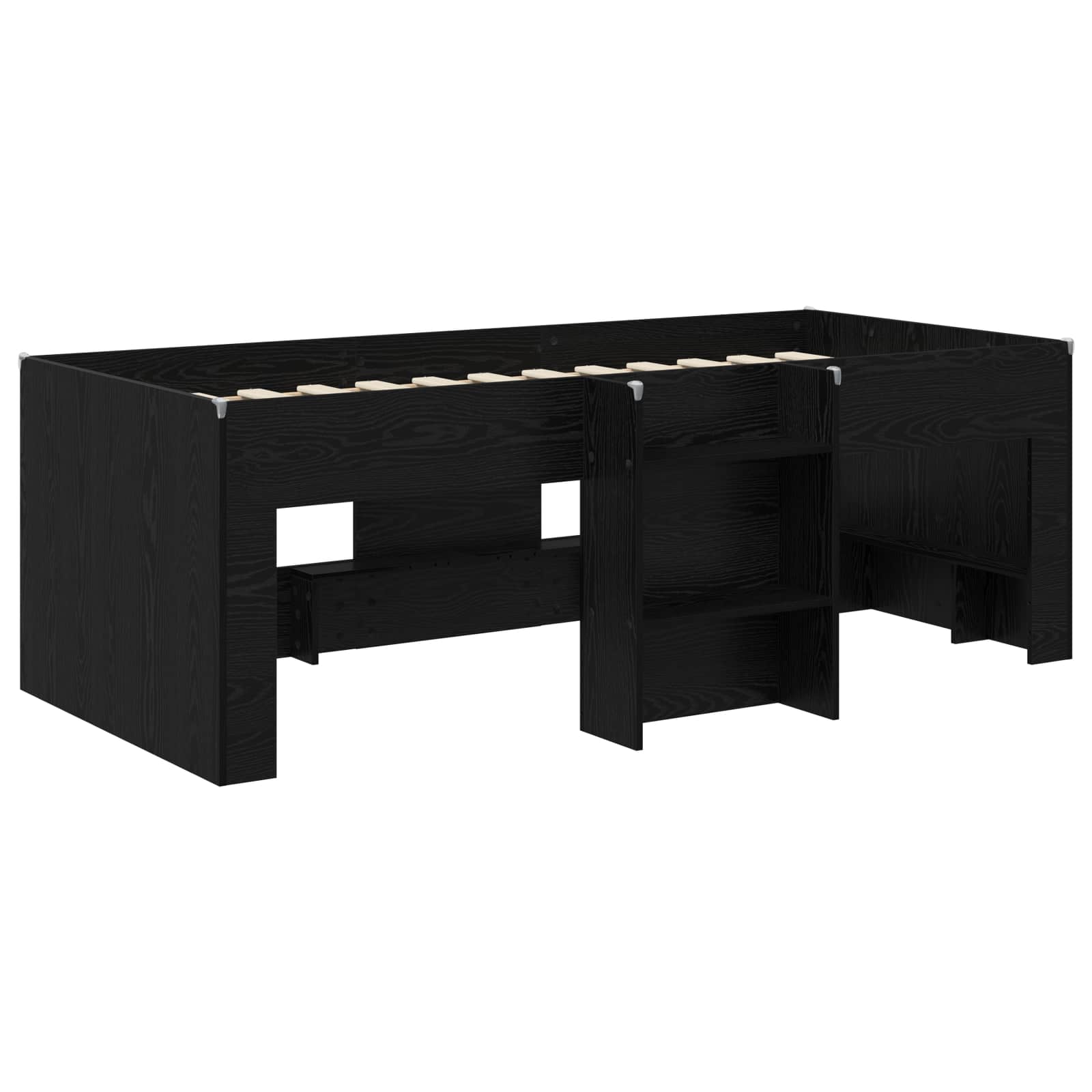 Kreveta za visoko spavanje djece 2 pcs Crni hrast