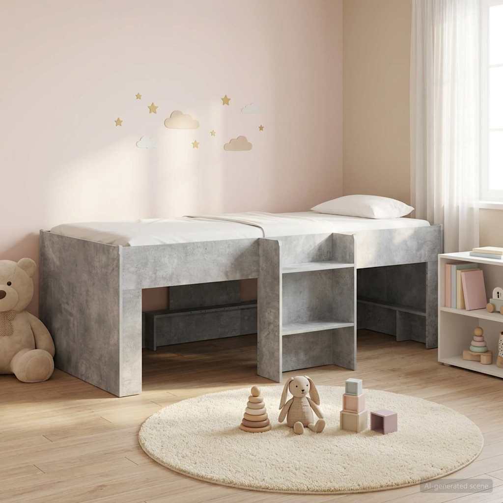 Kreveta za visoko spavanje djece 2 pcs Beton Konstruirano drvo