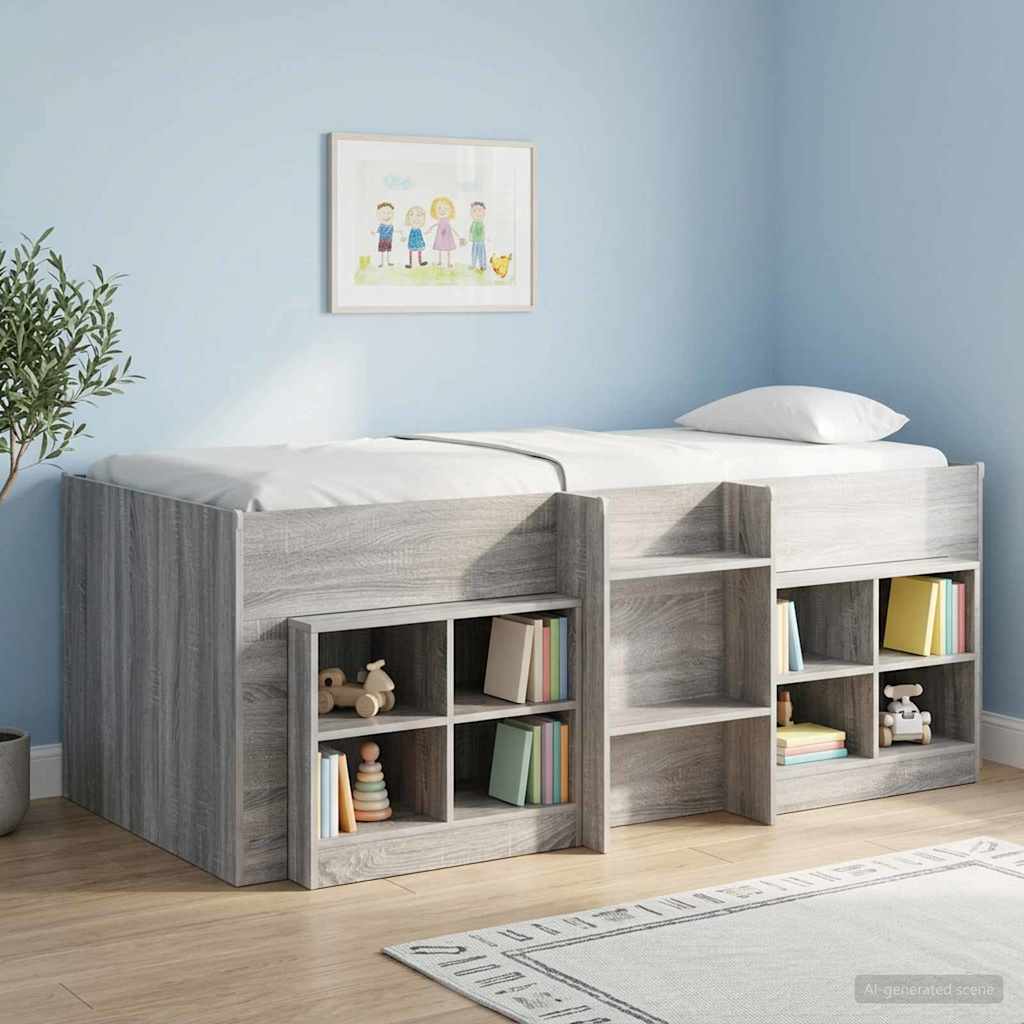 Kreveta za visoko spavanje djece 2 pcs Siva Sonoma 90 x 200 cm