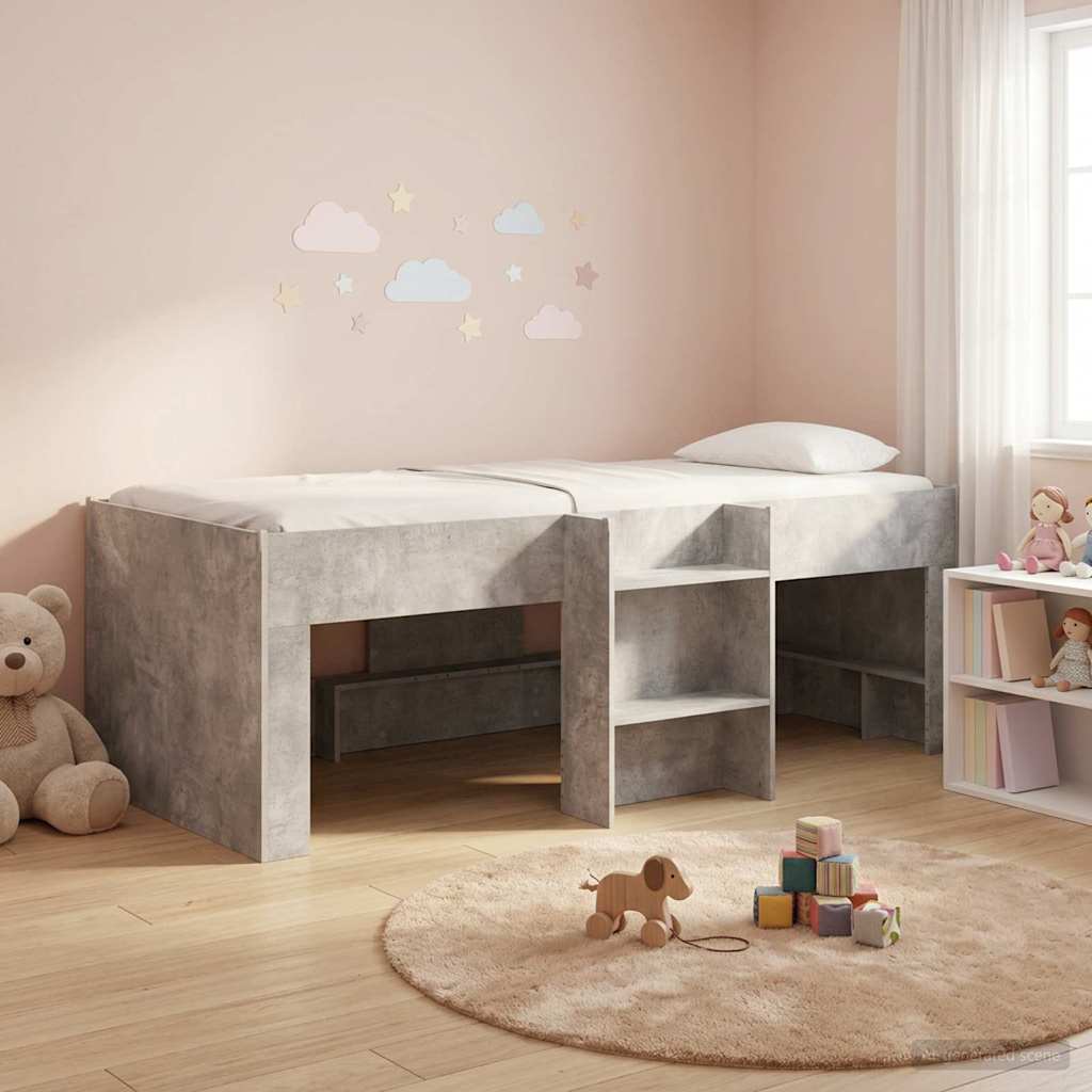 Kreveta za visoko spavanje djece Betonska siva 100 x 200 cm