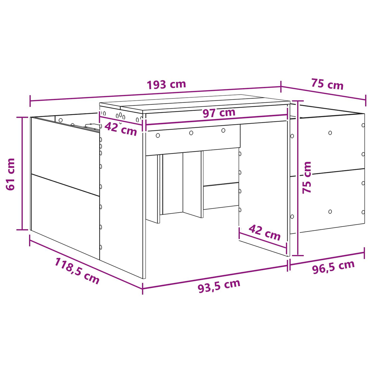 Krevet za djecu s visokim okvirom i stolom Crna 75 x 190 cm