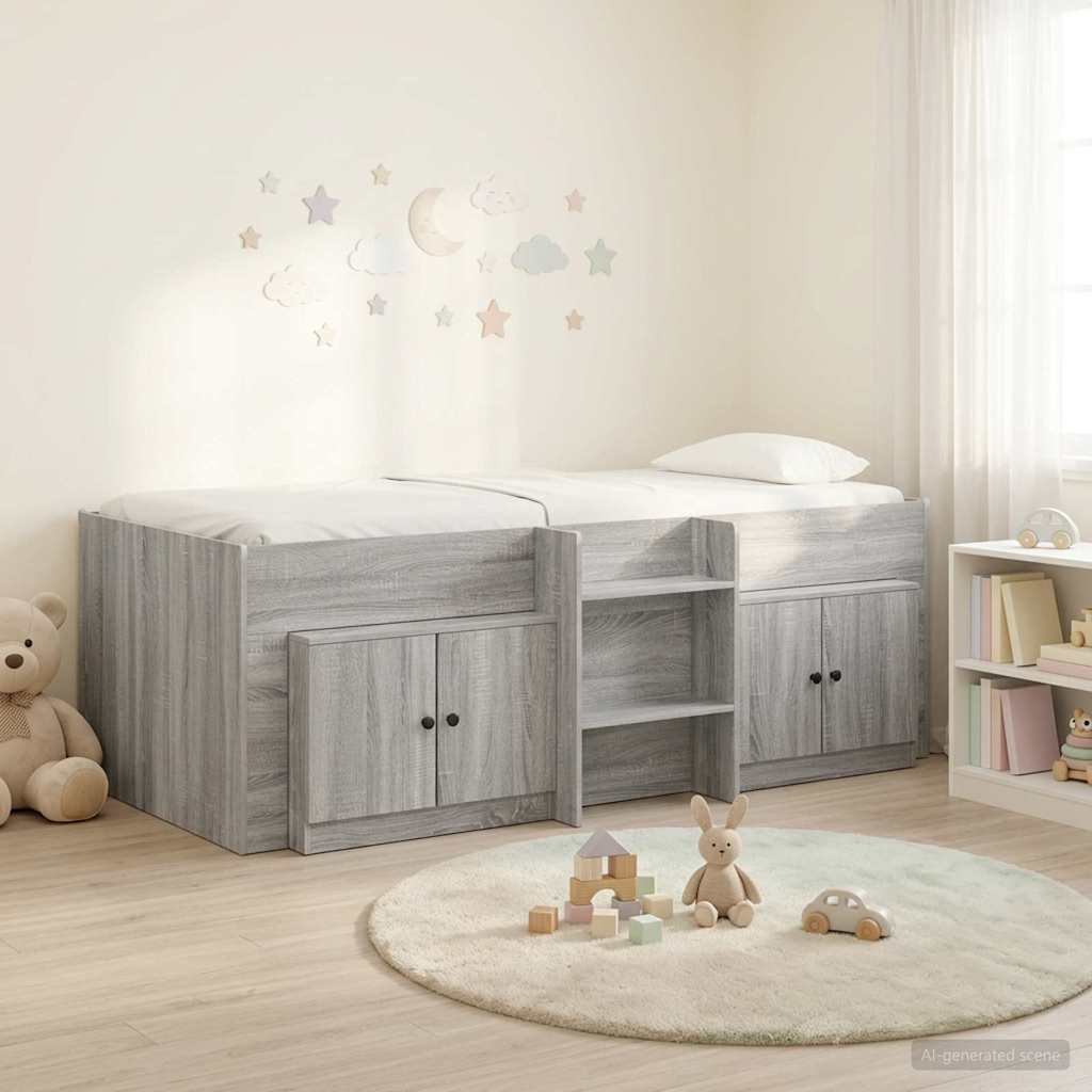 Loft krevet s ormarom 3 kom. Siva Sonoma Konstruirano drvo