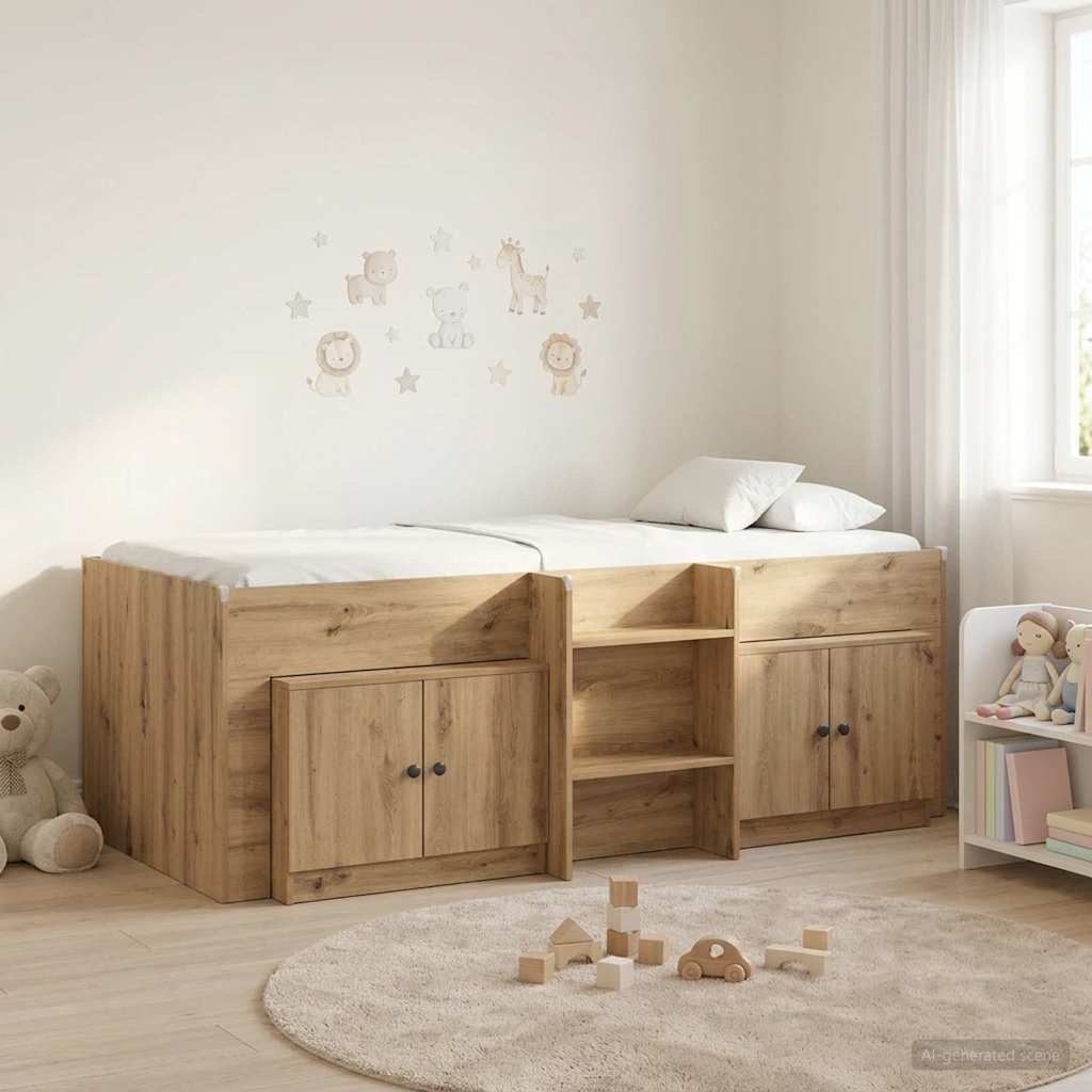 Loft krevet s ormarom 3 kom. Hrast artisan Konstruirano drvo