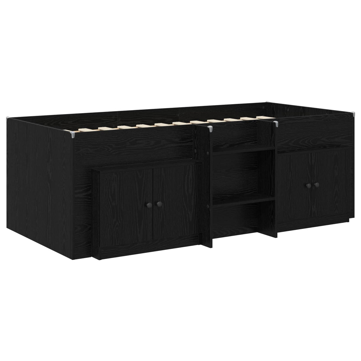 Loft krevet s ormarom s pohranom 3 kom. Crna Konstruirano drvo 75 x 190 cm