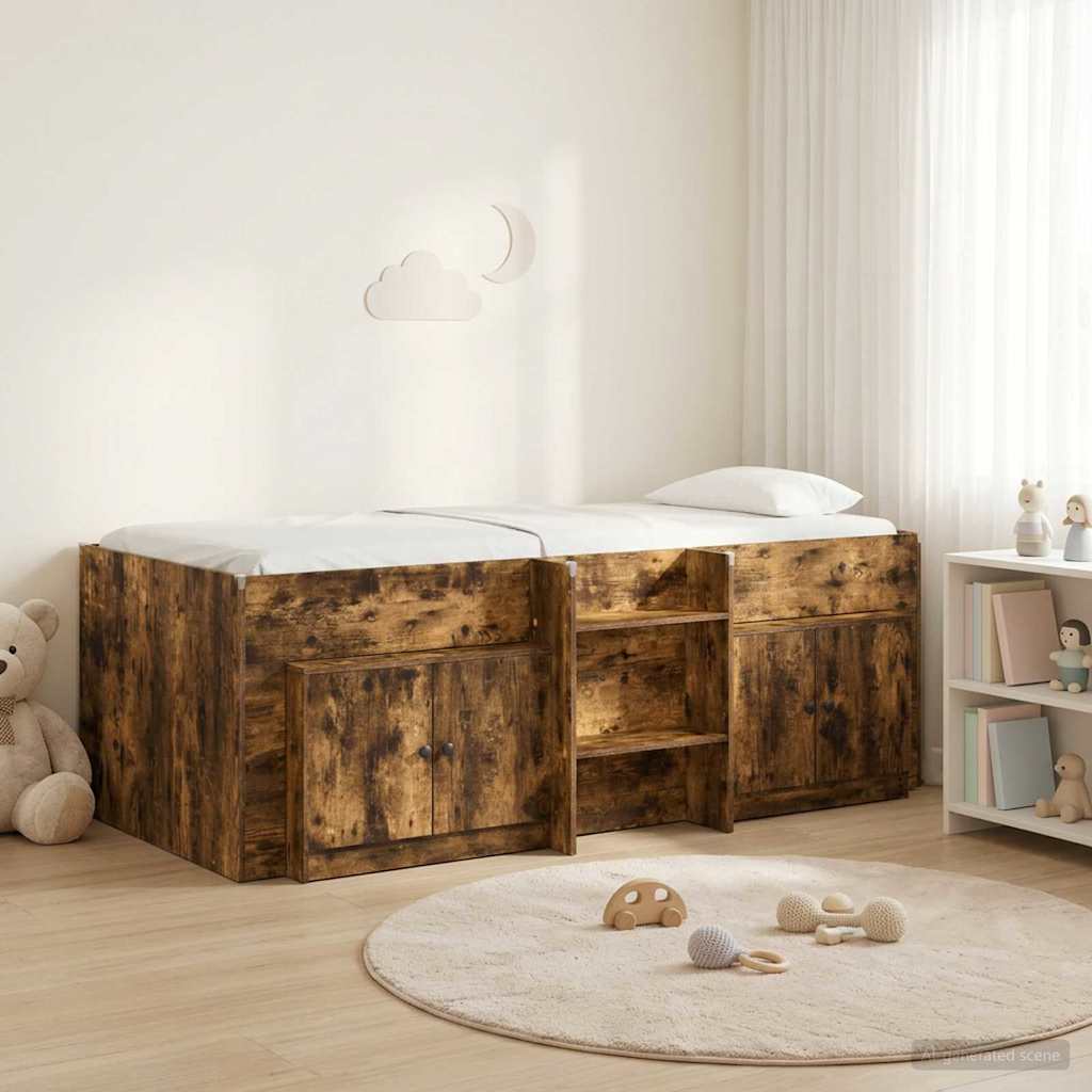 Loft krevet s ormarom 3 kom. Dimljeni hrast Konstruirano drvo