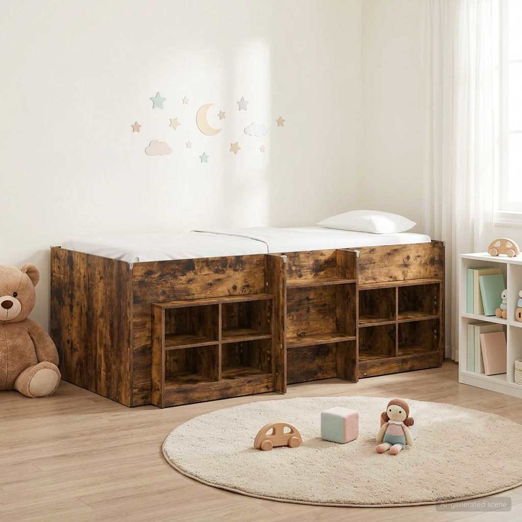 Loft krevet s ormarom 3 kom. Dimljeni hrast Konstruirano drvo