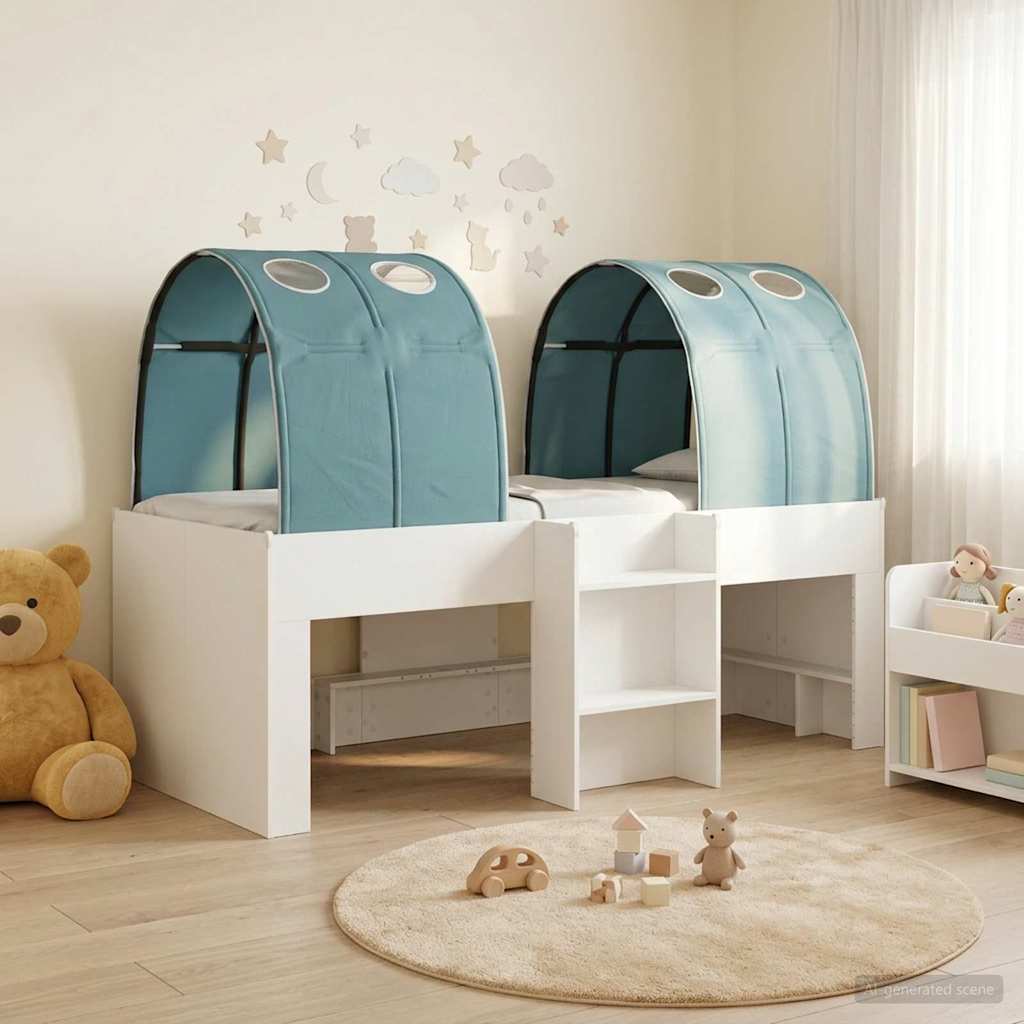 Krevet s Tunnels 4 pcs Bijela i svjetloplava Konstruirano drvo