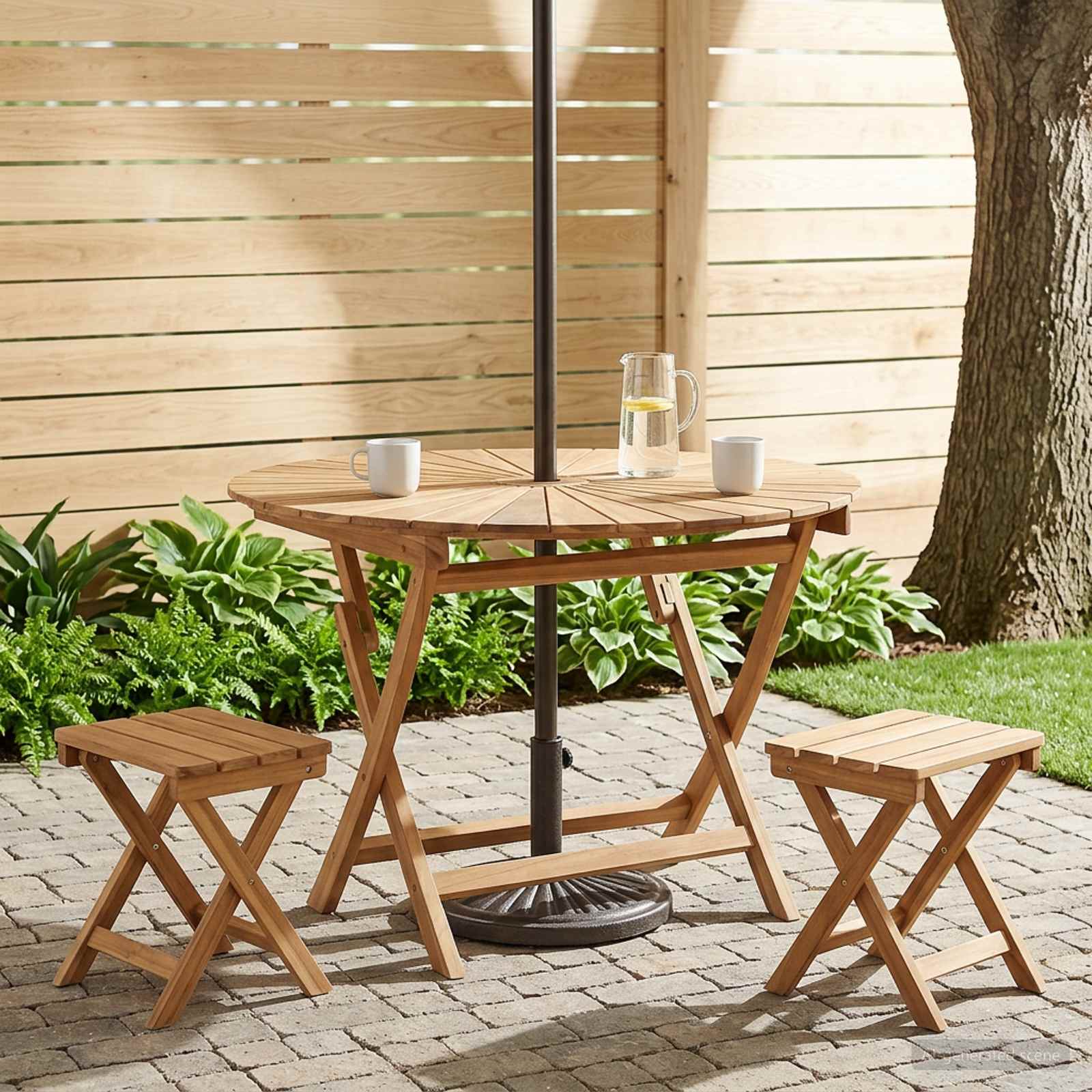 Preklopni vrtni stol Prirodna Ø 110 x 75 cm Čvrsto teak drvo