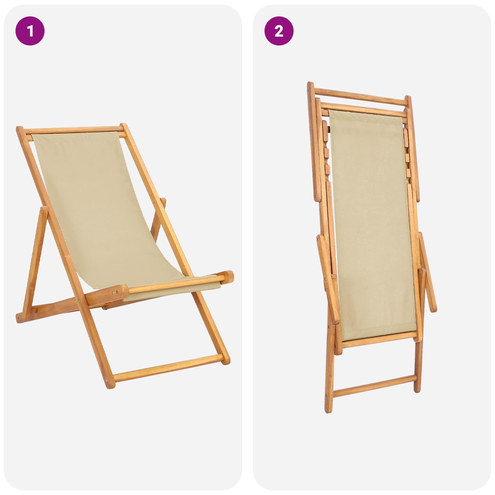 ležaljka Bež Čvrsto teak drvo