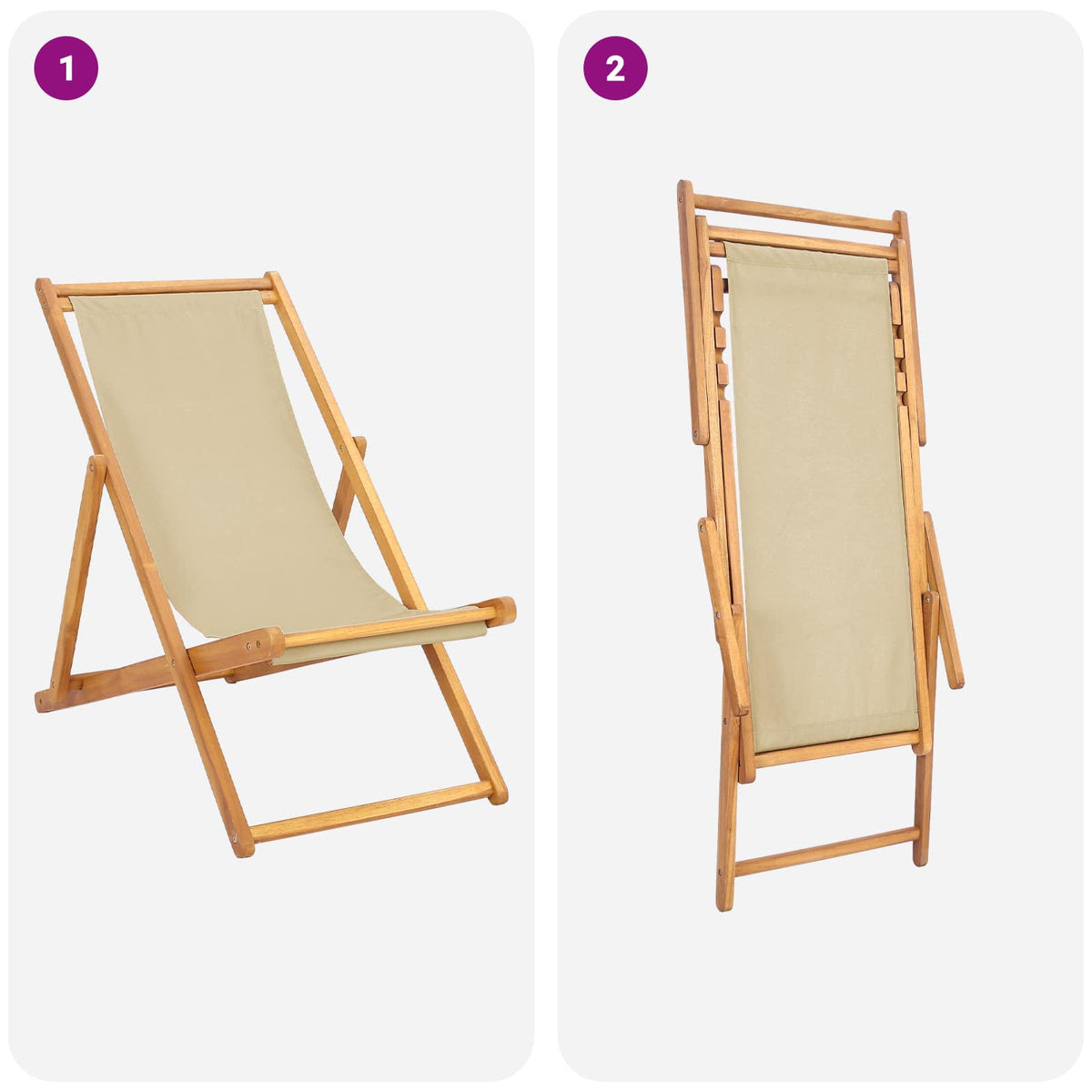 ležaljka Bež Čvrsto teak drvo