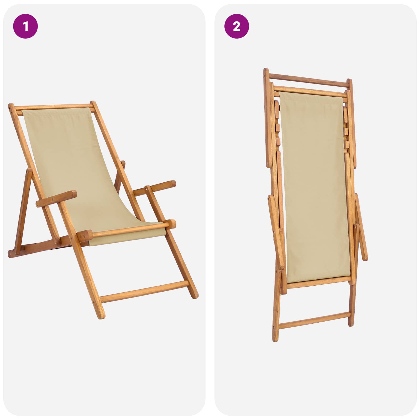 ležaljka Bež Čvrsto teak drvo