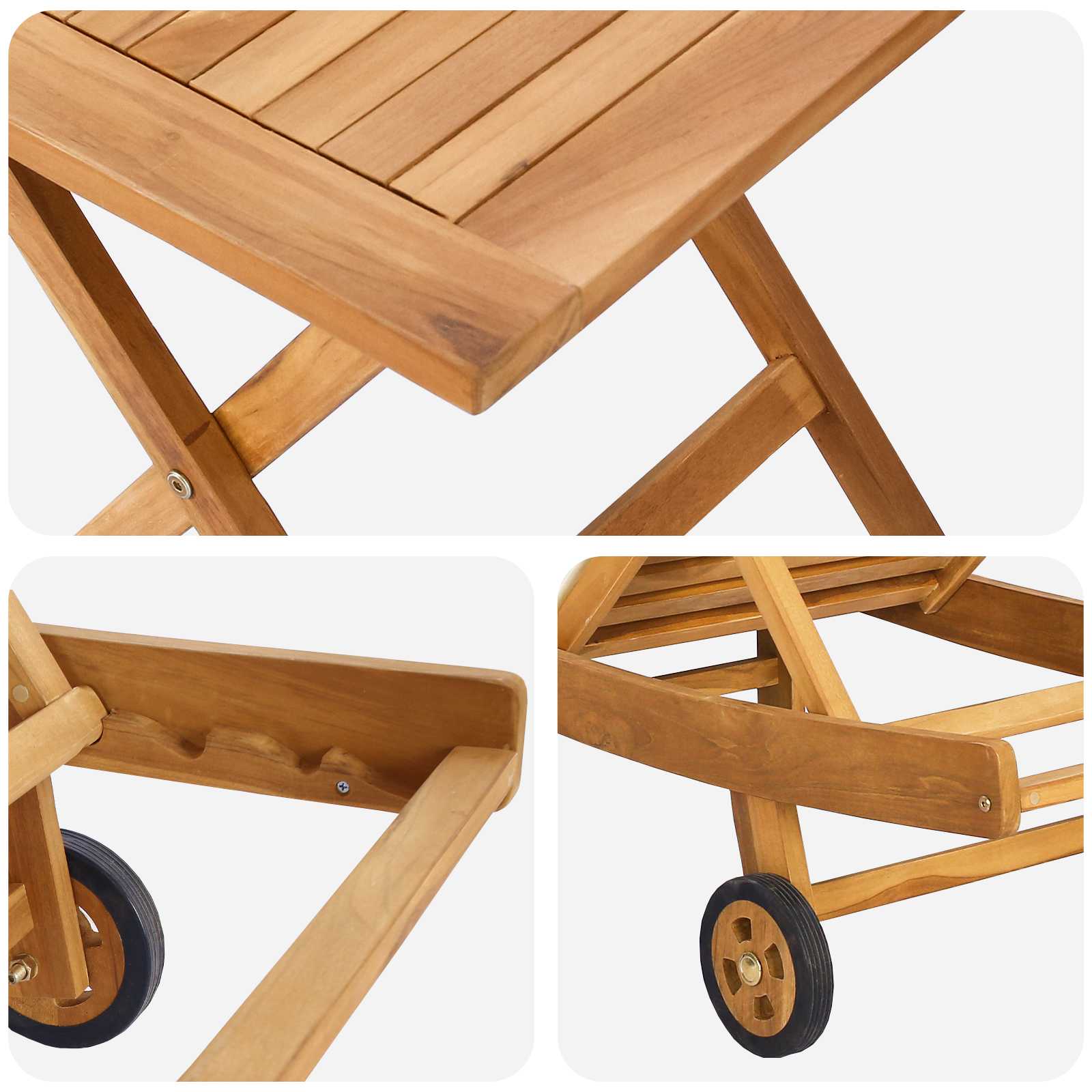 Ležaljka 2 pcs Smeđa Čvrsto teak drvo