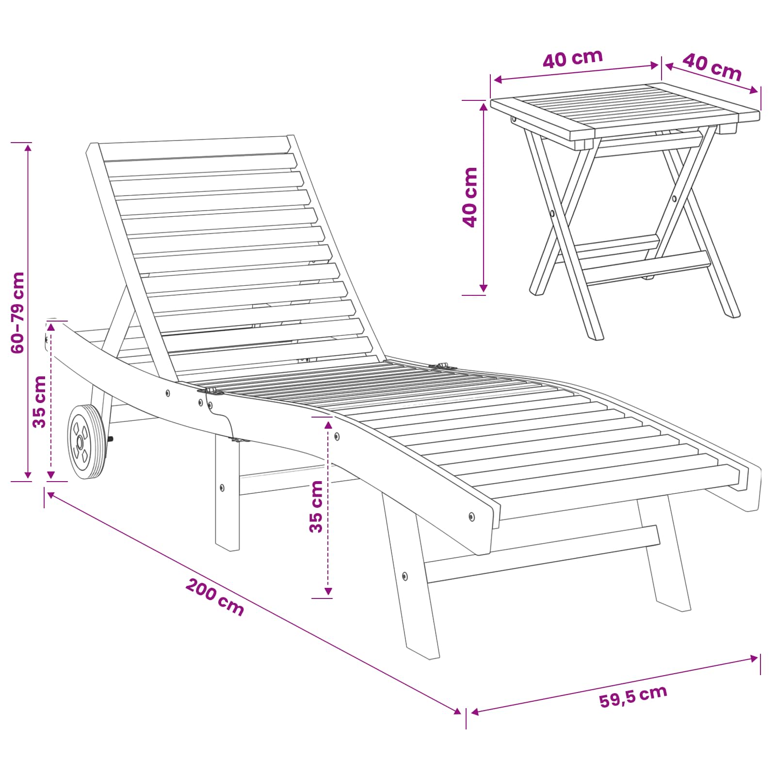 Ležaljka 2 pcs Smeđa Čvrsto teak drvo