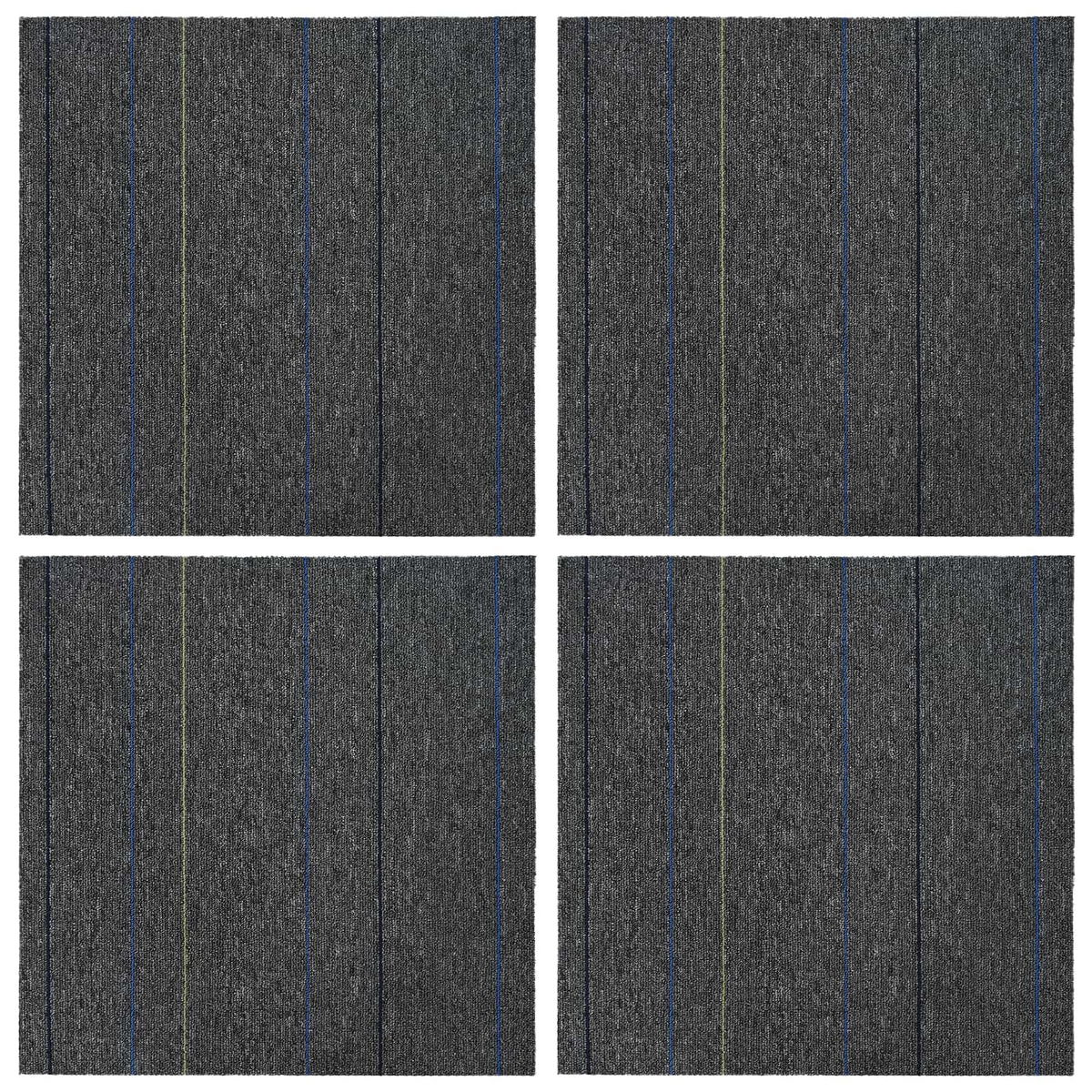Tepih pločica Srednja siva s prugama 50 x 50 cm 4 pcs