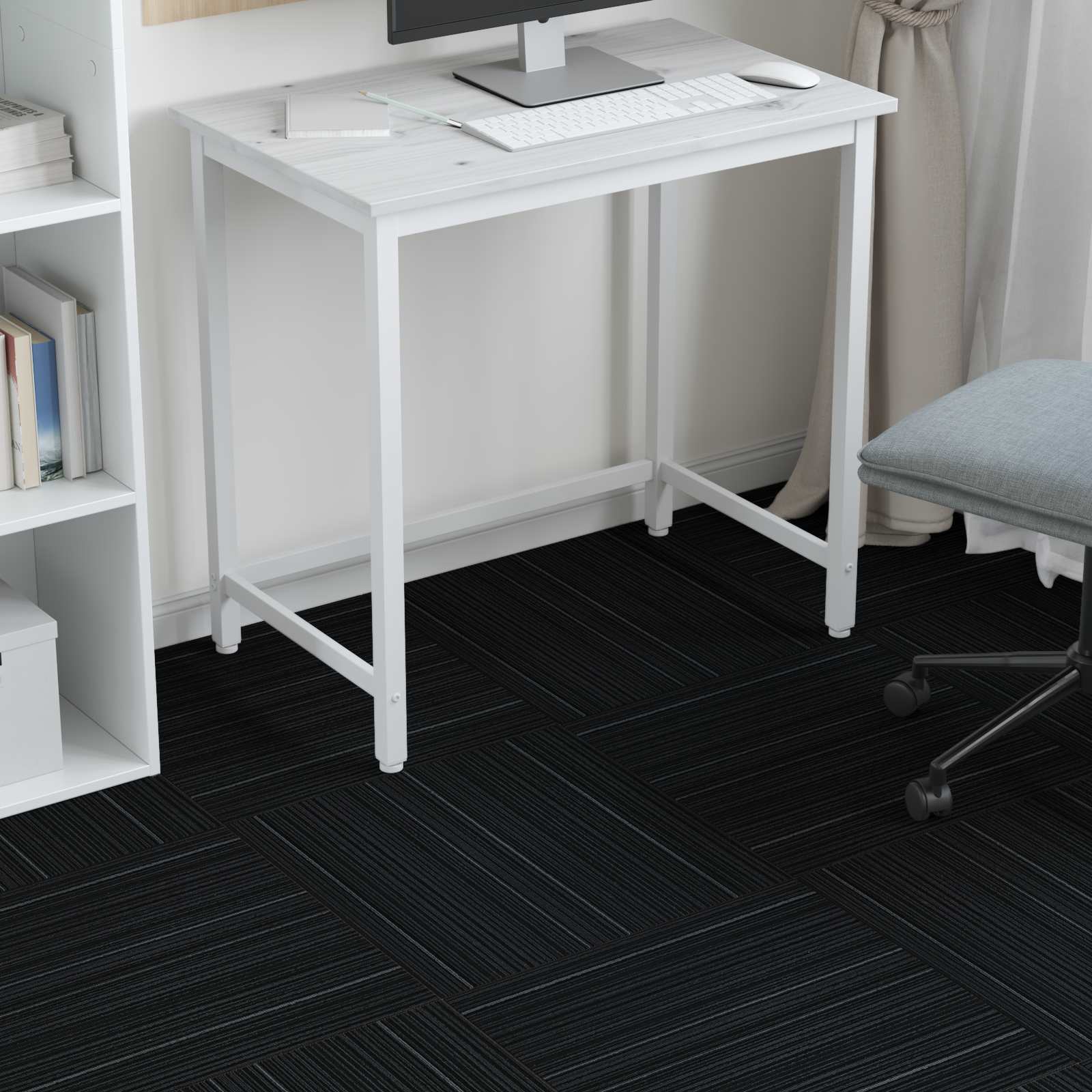 Tepih pločica Prugasta Tamnosiva 50 x 50 cm 20 pcs PP i bitumen