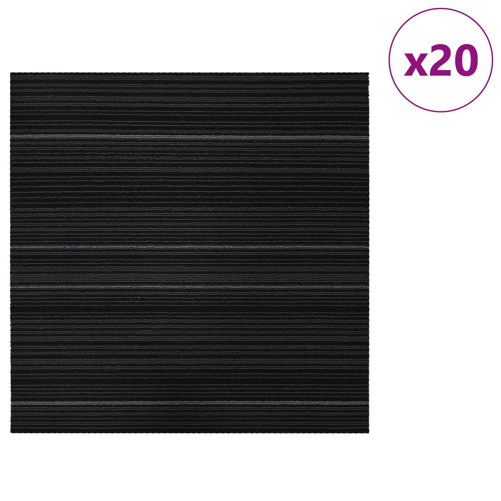 Tepih pločica Prugasta Tamnosiva 50 x 50 cm 20 pcs PP i bitumen