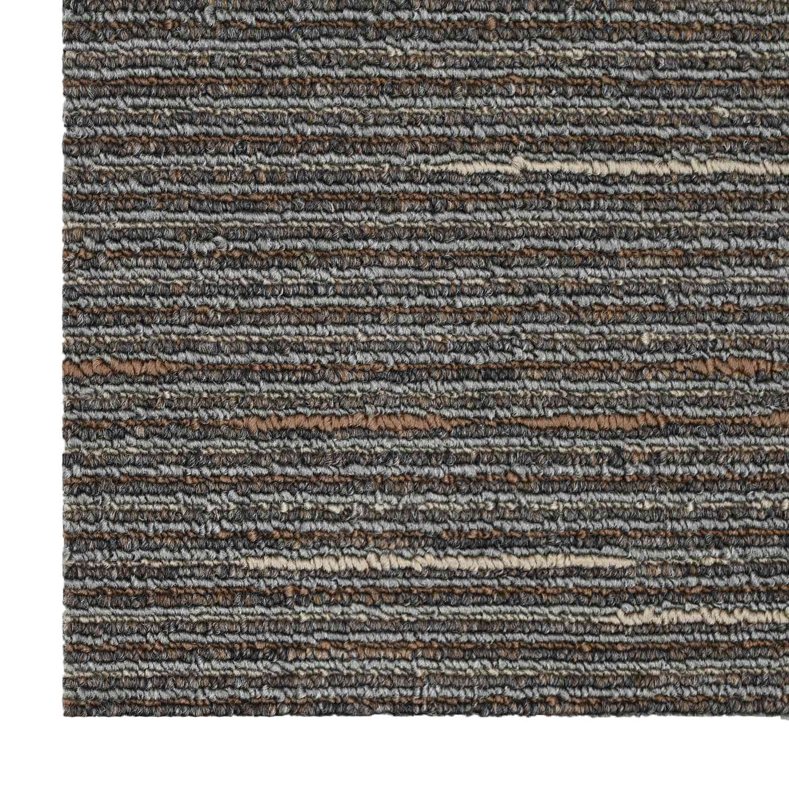 Tepih pločica Prugasta tamnosmeđa 50 x 50 cm 4 pcs PP i bitumen