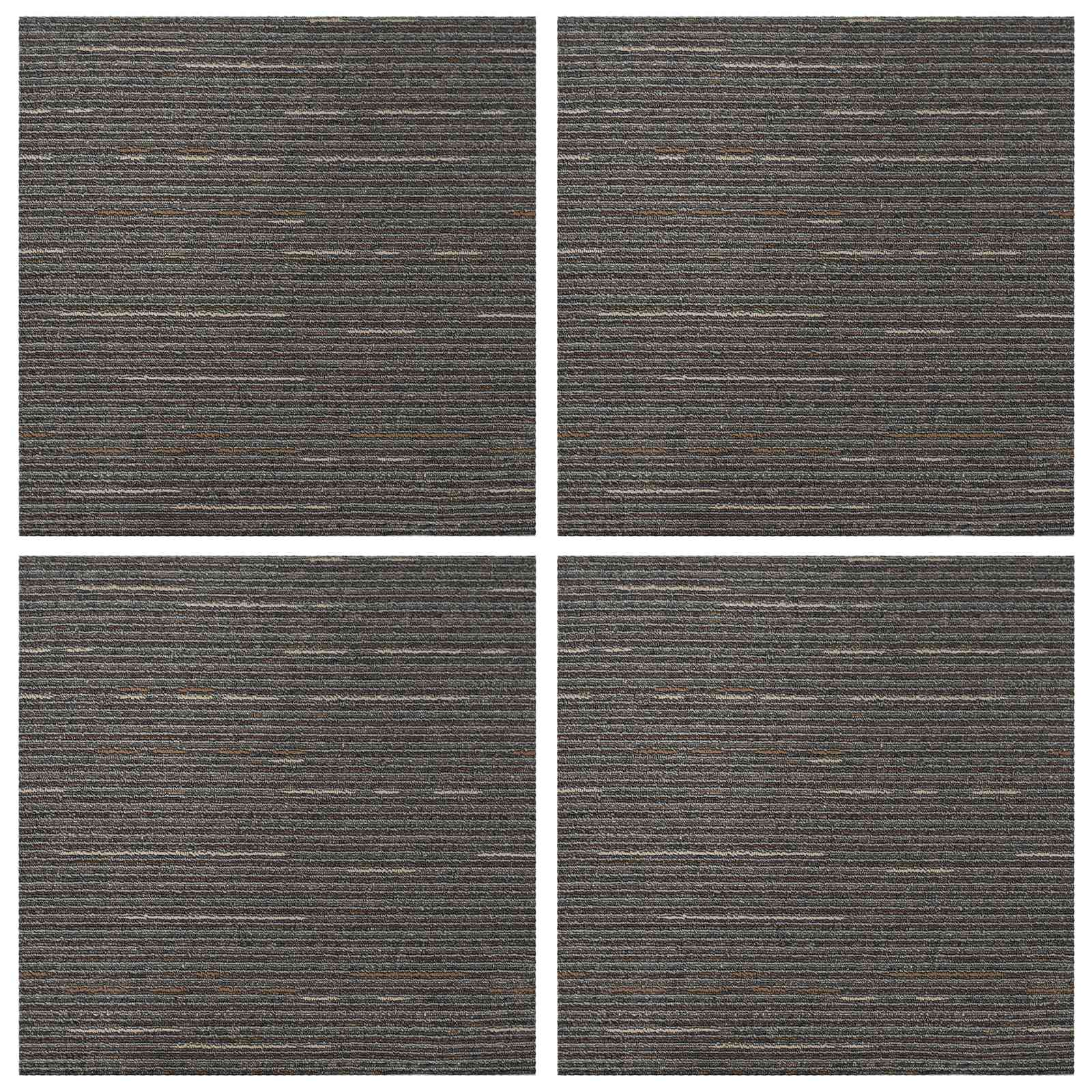 Tepih pločica Prugasta tamnosmeđa 50 x 50 cm 4 pcs PP i bitumen