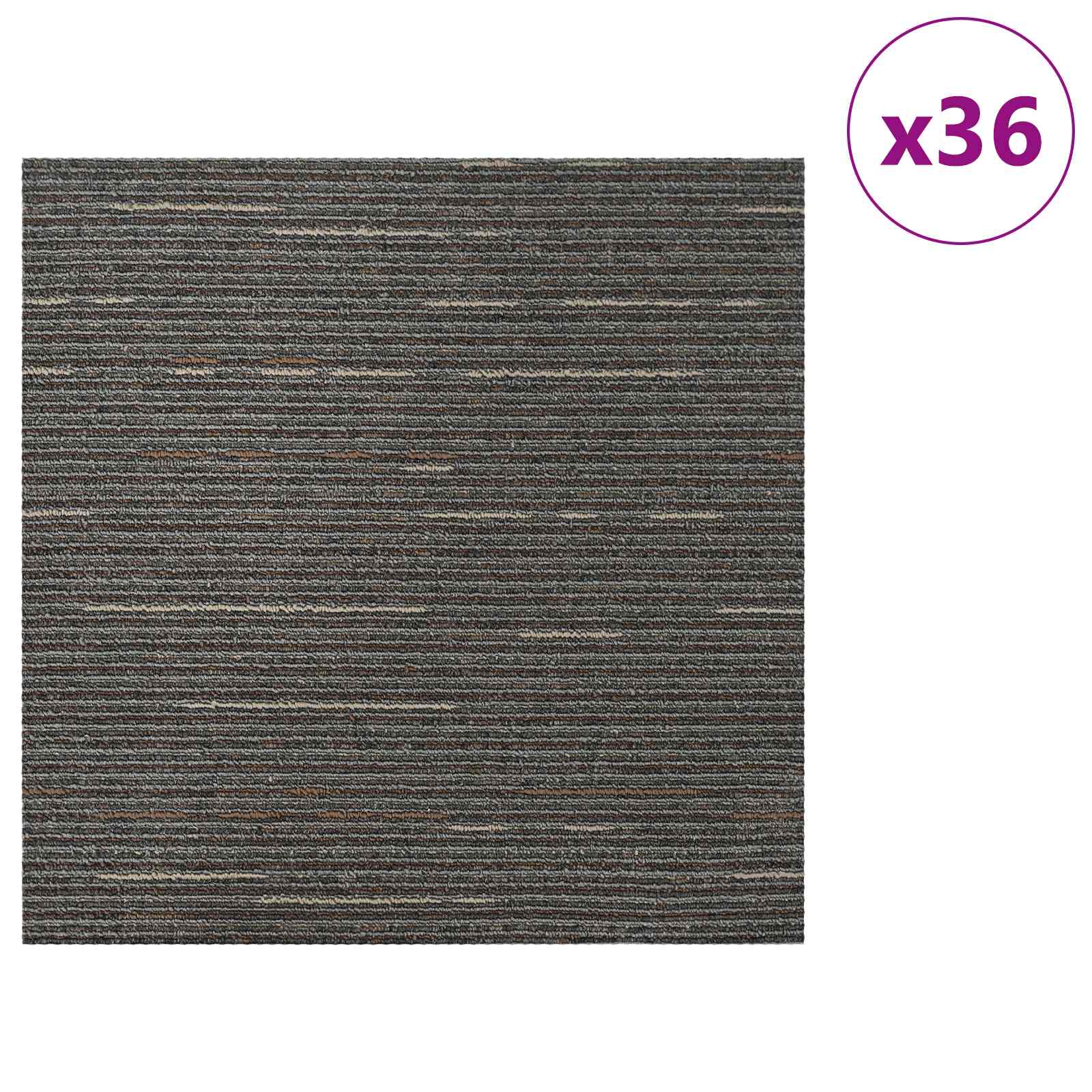 Tepih pločica Prugasta tamnosmeđa 50 x 50 cm 36 pcs