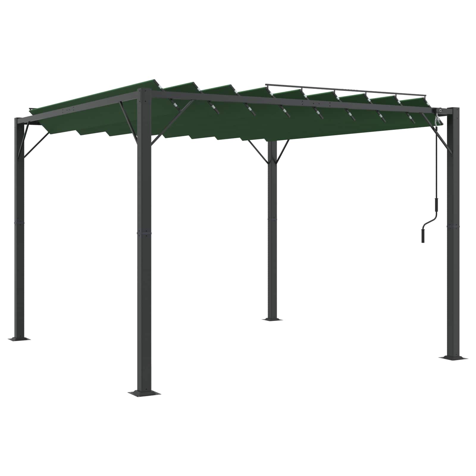 Gazebo s krovom s roletnom Zelena 3 x 3 x 2,14 m