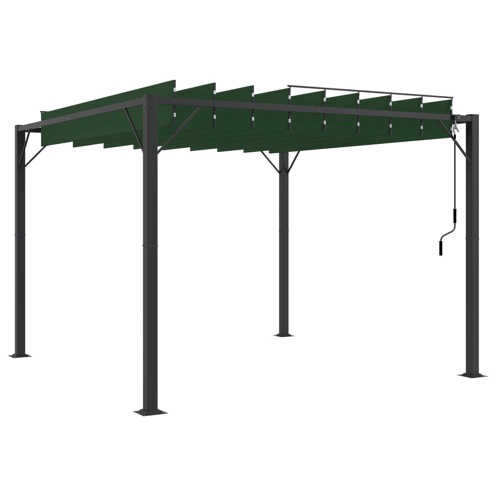 Gazebo s krovom s roletnom Zelena 3 x 3 x 2,14 m