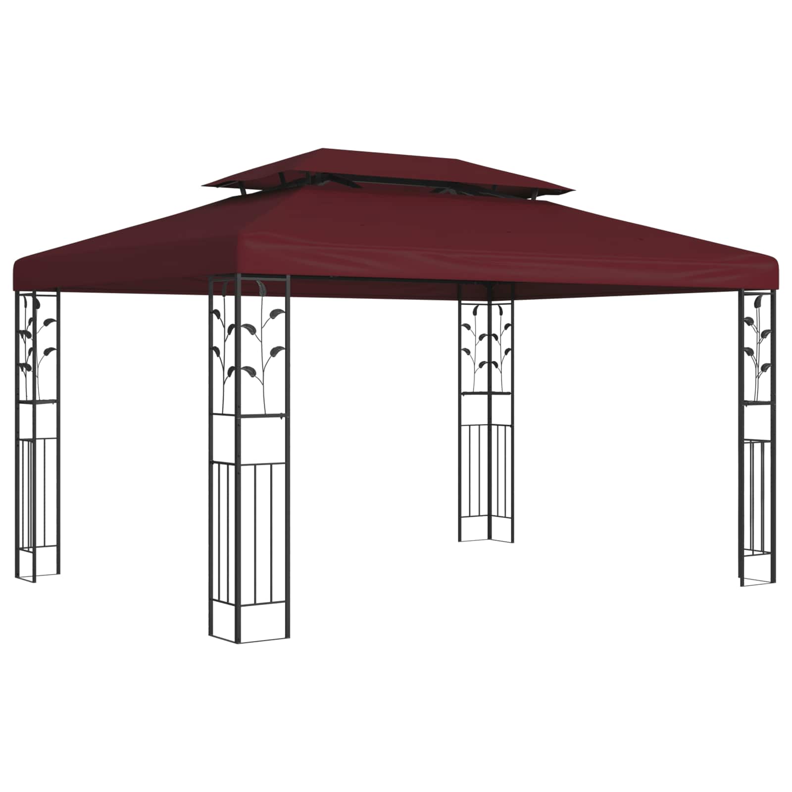 Gazebo 3,97 x 2,96 x 2,68 m Vinska crvena Poliester i čelik