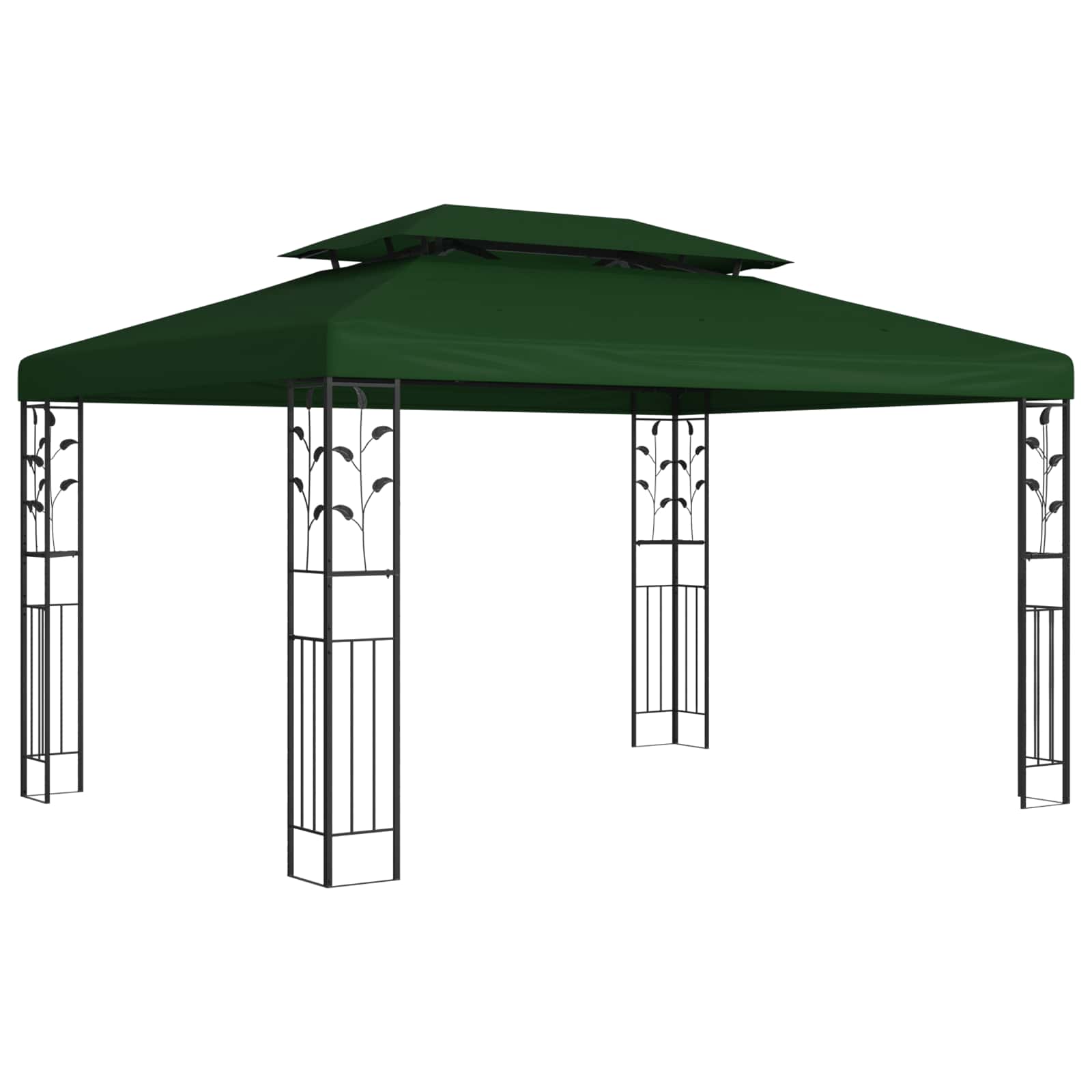 Gazebo 3,97 x 2,96 x 2,68 m Zelena Poliester i čelik
