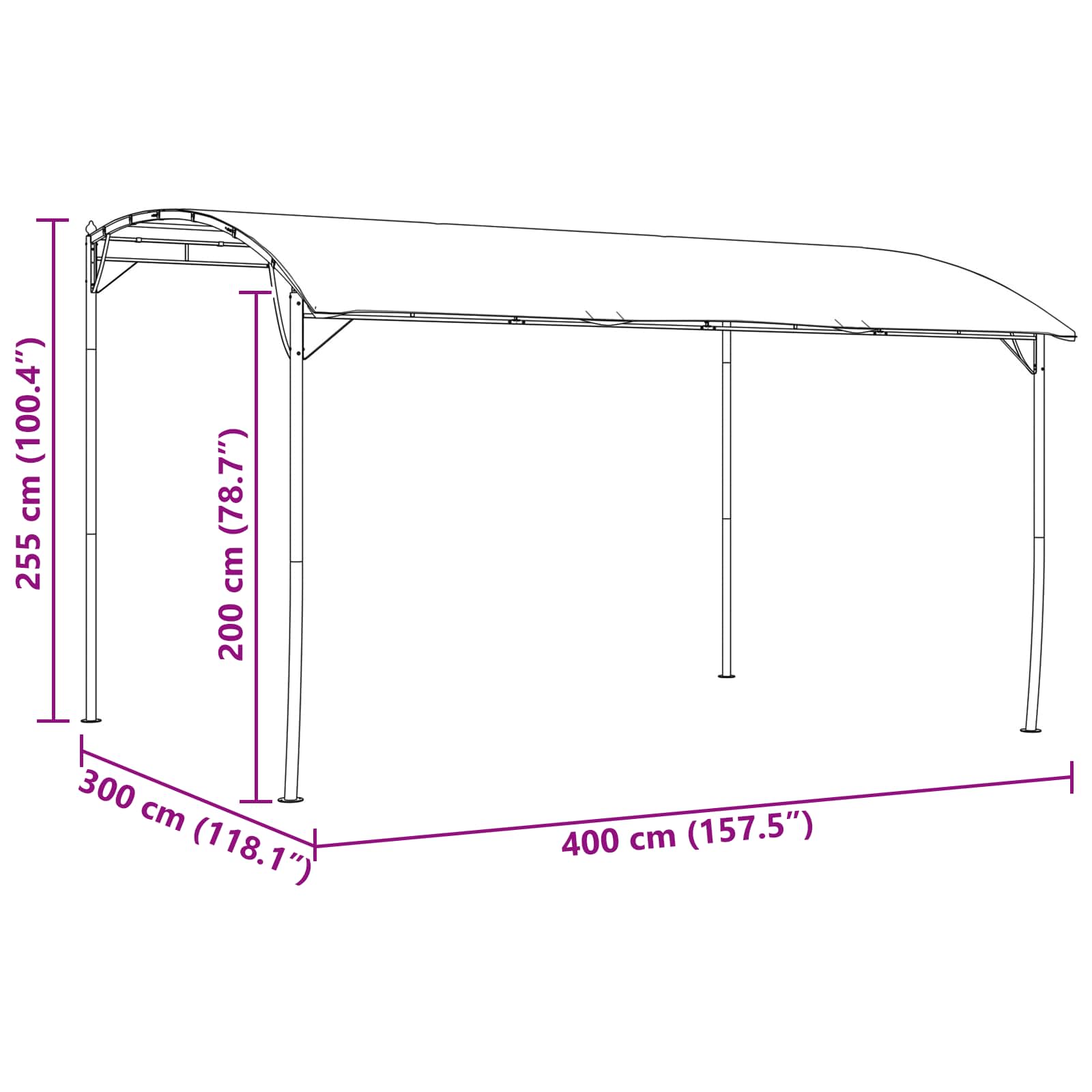 Gazebo 4 x 3 x 2,55 m Zelena Tkanina i Aluminij 180
