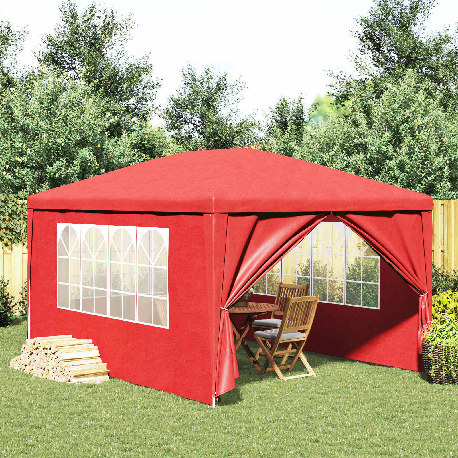 Šator za zabave 400 x 300 x 255 cm Crvena PE i čelik