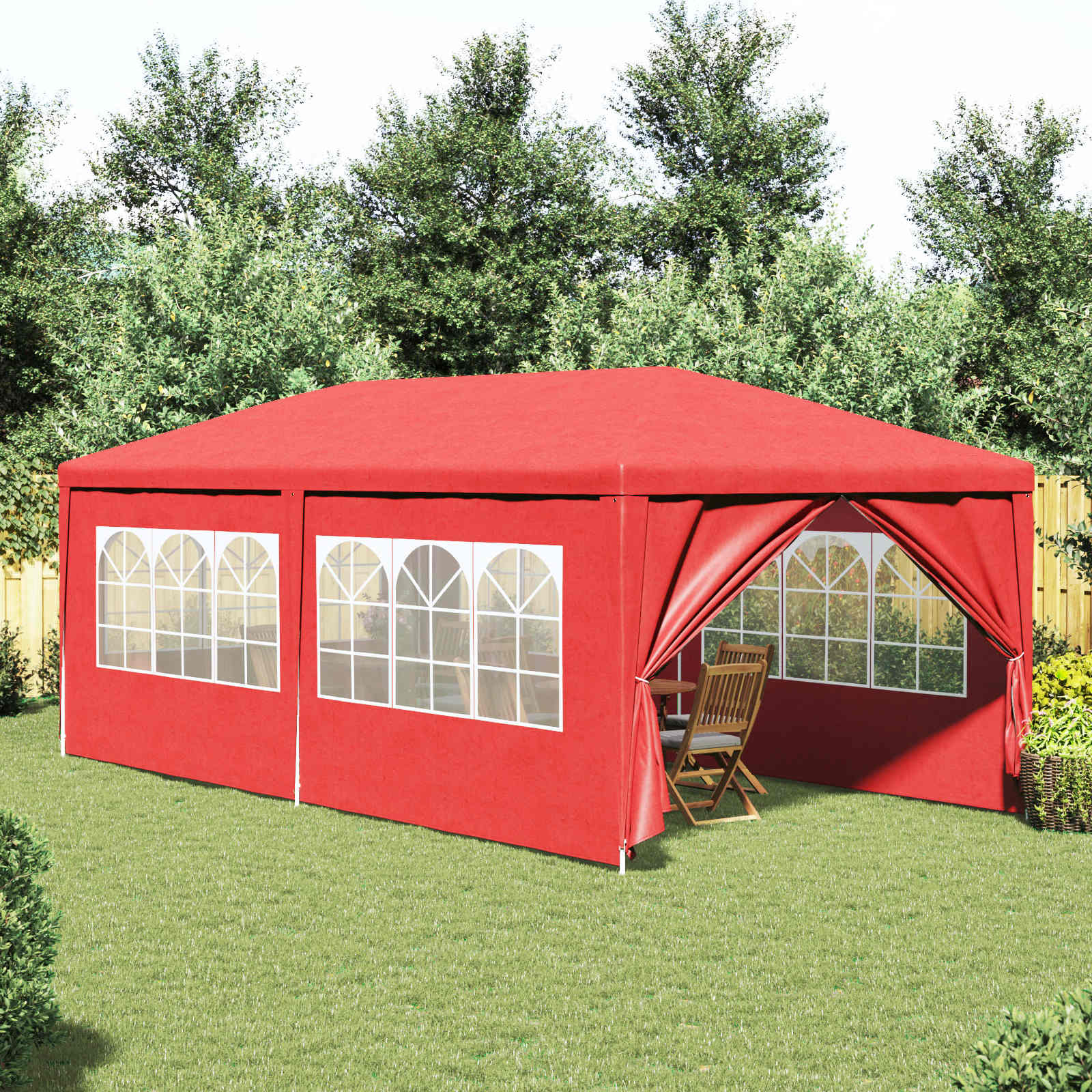 Šator za zabave 600 x 300 x 255 cm Crvena PE i čelik