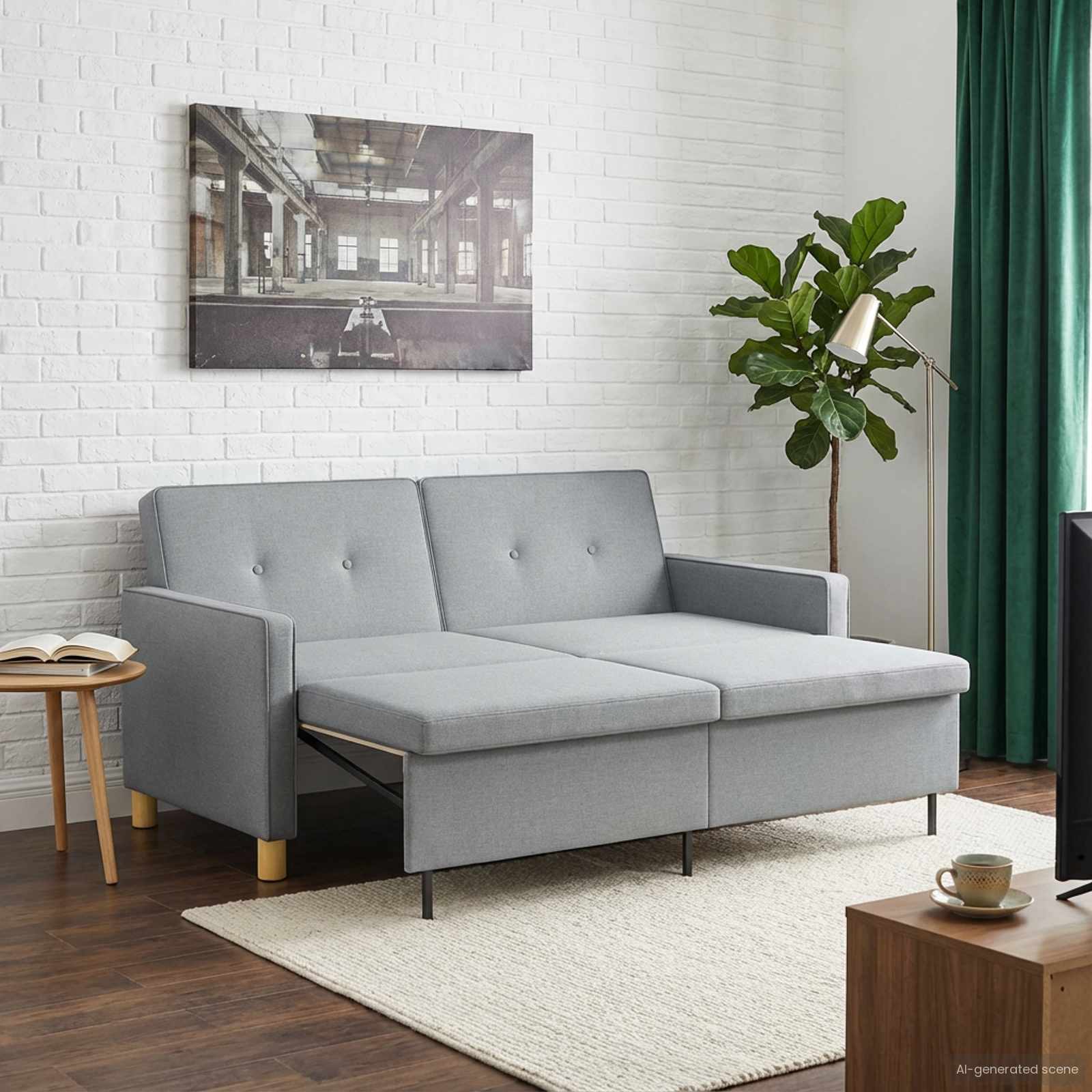 Krevet-sofa na razvlačenje Svijetlo zelena Tkanina