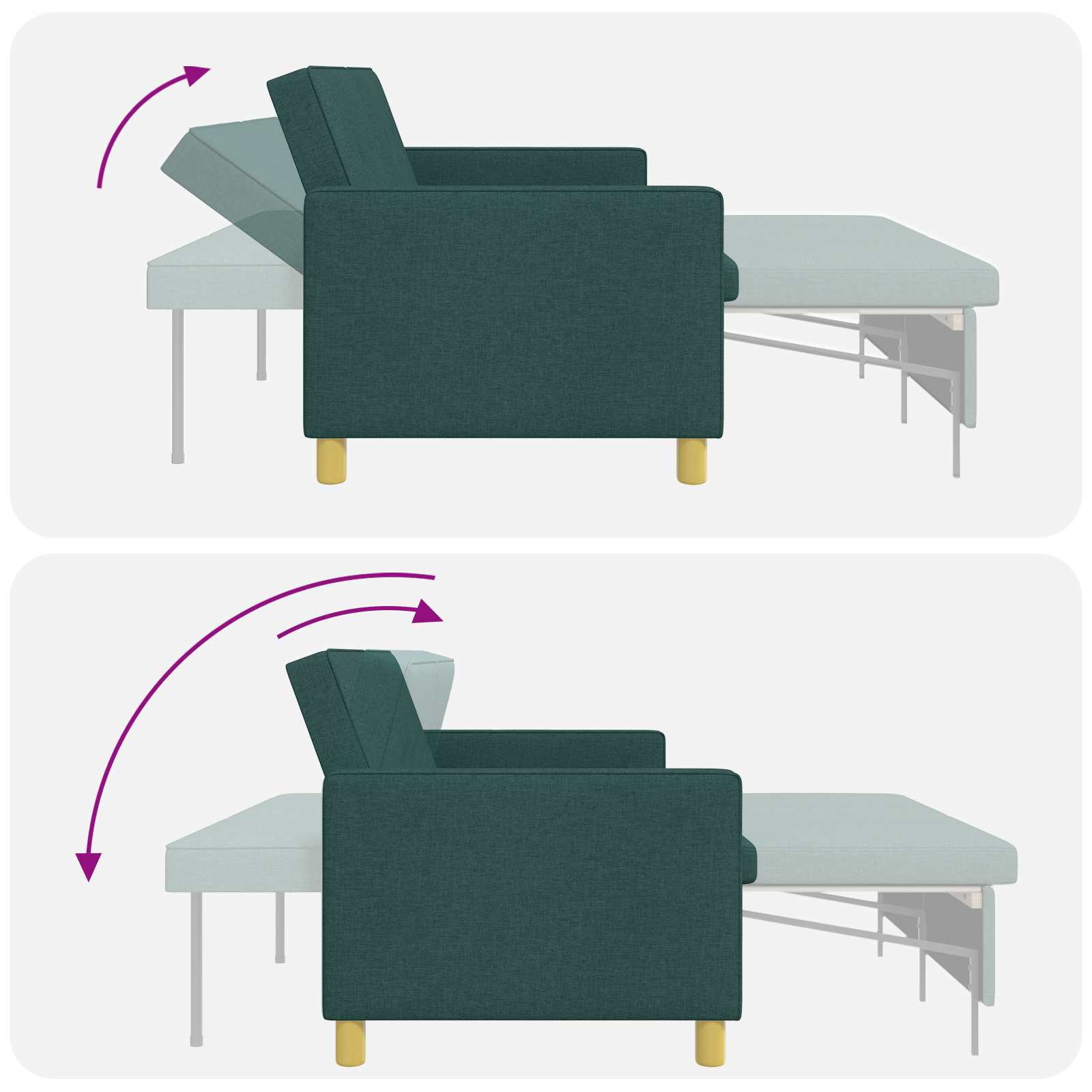 Krevet-sofa na razvlačenje Tamnozelena Tkanina