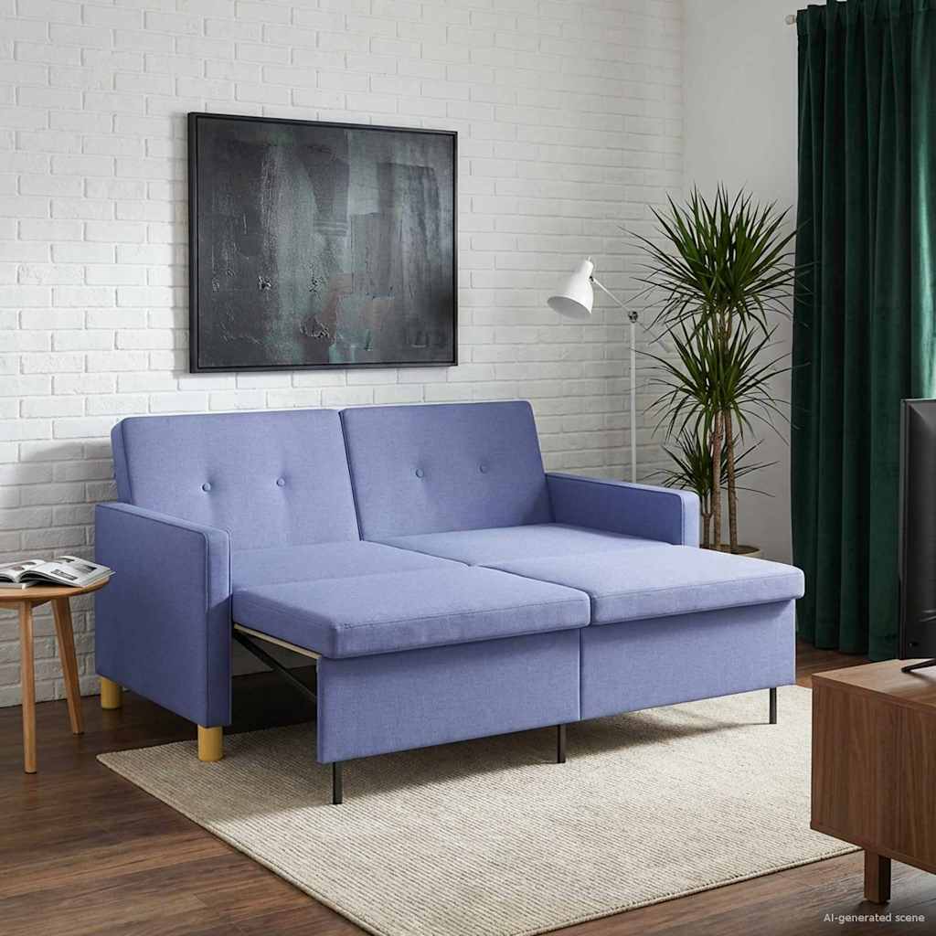 Krevet-sofa na razvlačenje Traper plava Tkanina
