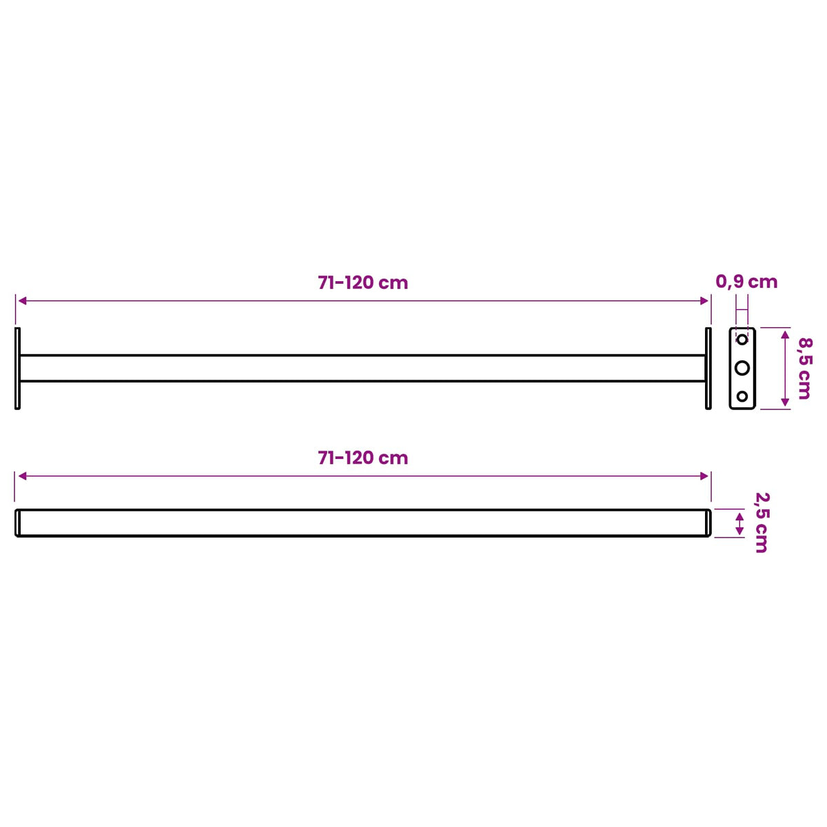 Podesiva sigurnosna šipka za prozore Bijeli 710 -1200 mm Čelik