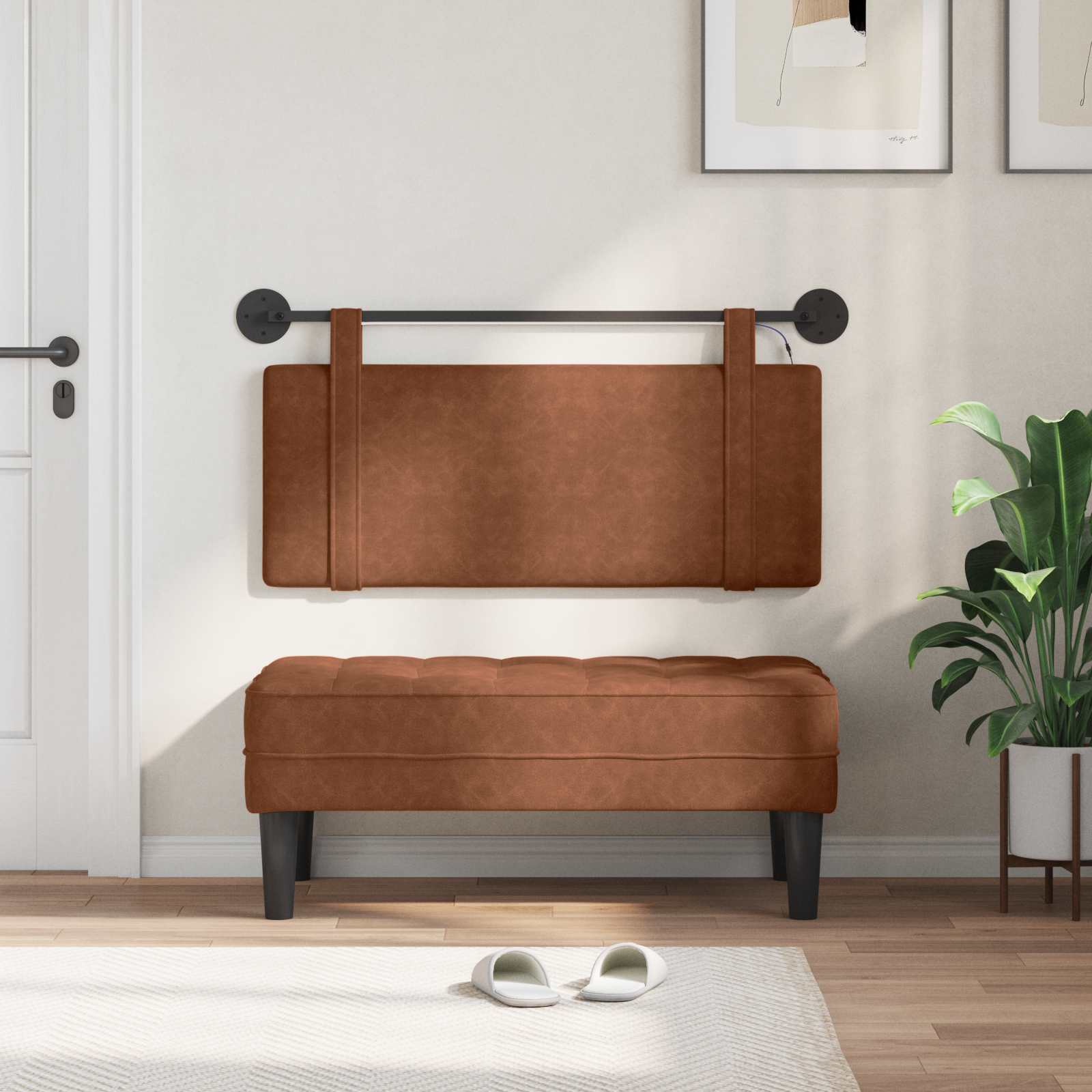 Viseće uzglavlje kreveta S LED svjetlom Smeđa Antikni PU