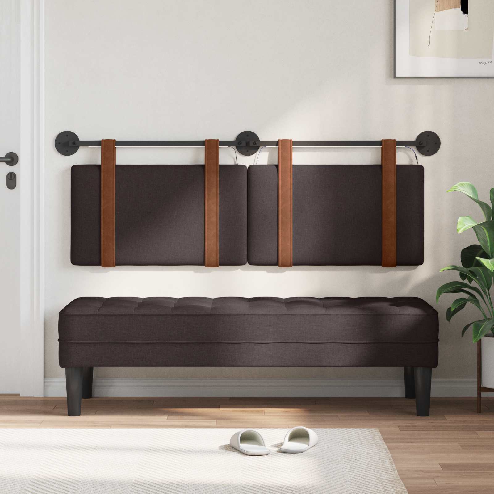 Viseće uzglavlje kreveta S LED svjetlom Tamno smeđa Antikni PU